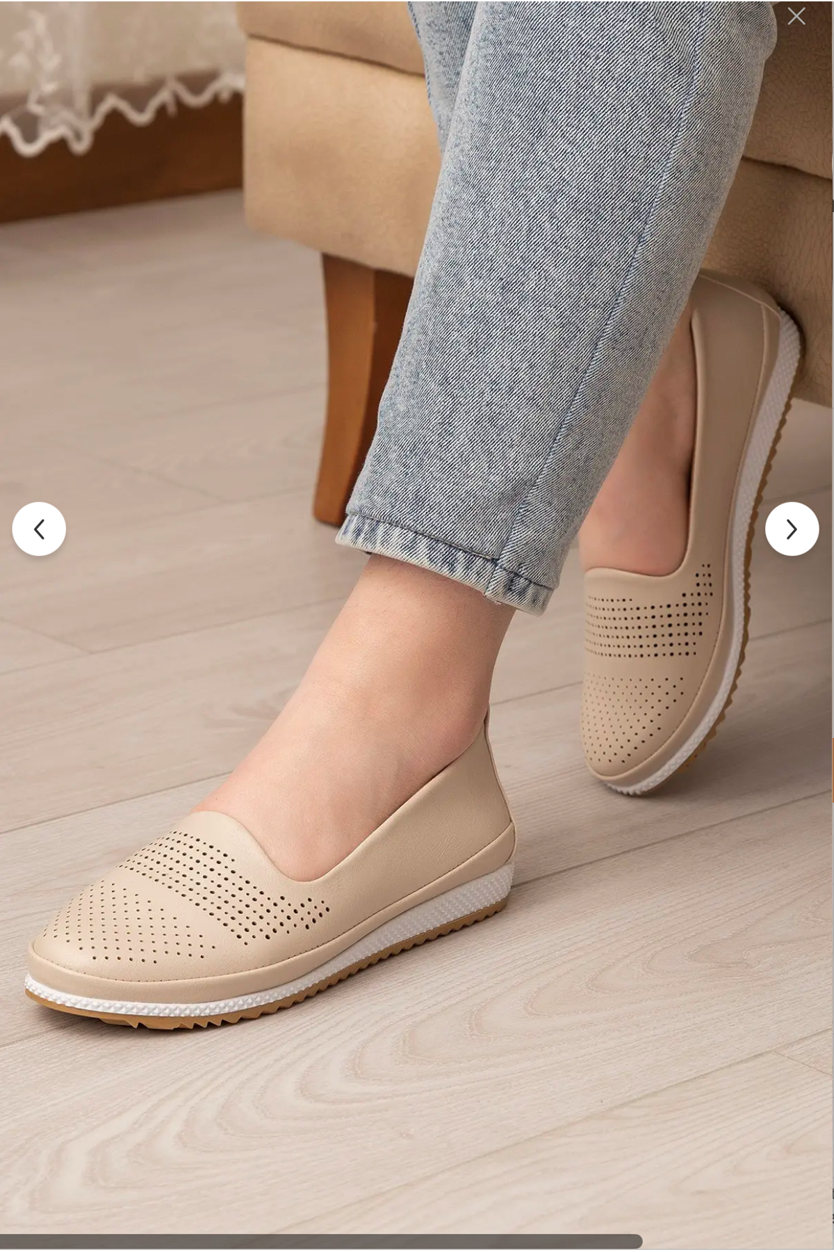 Kadın Ortopedik Delikli Comfort Günlük Ayakkabı BEJ