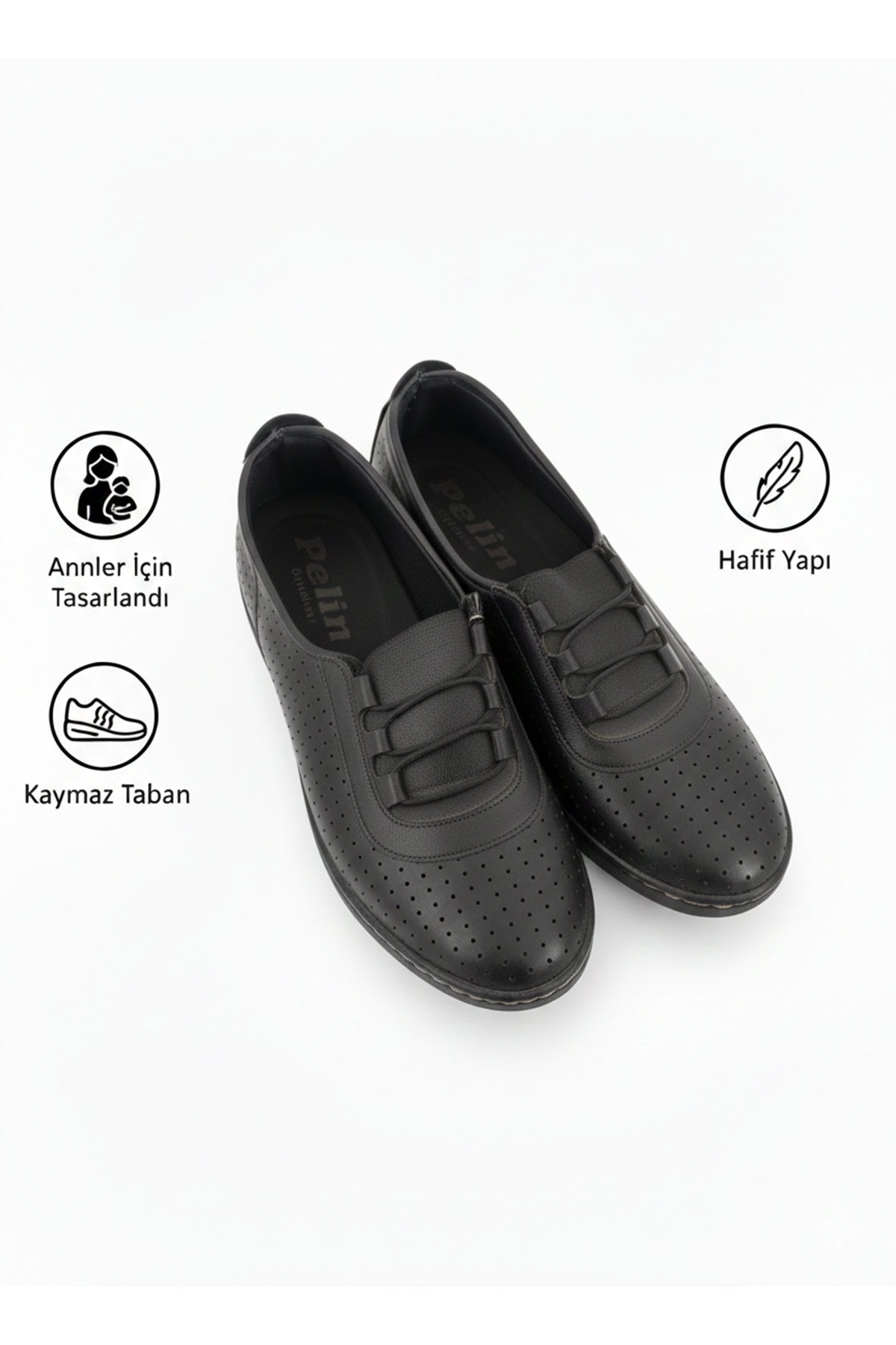 Kadın Ortopedik Delikli Comfort Günlük Ayakkabı Siyah