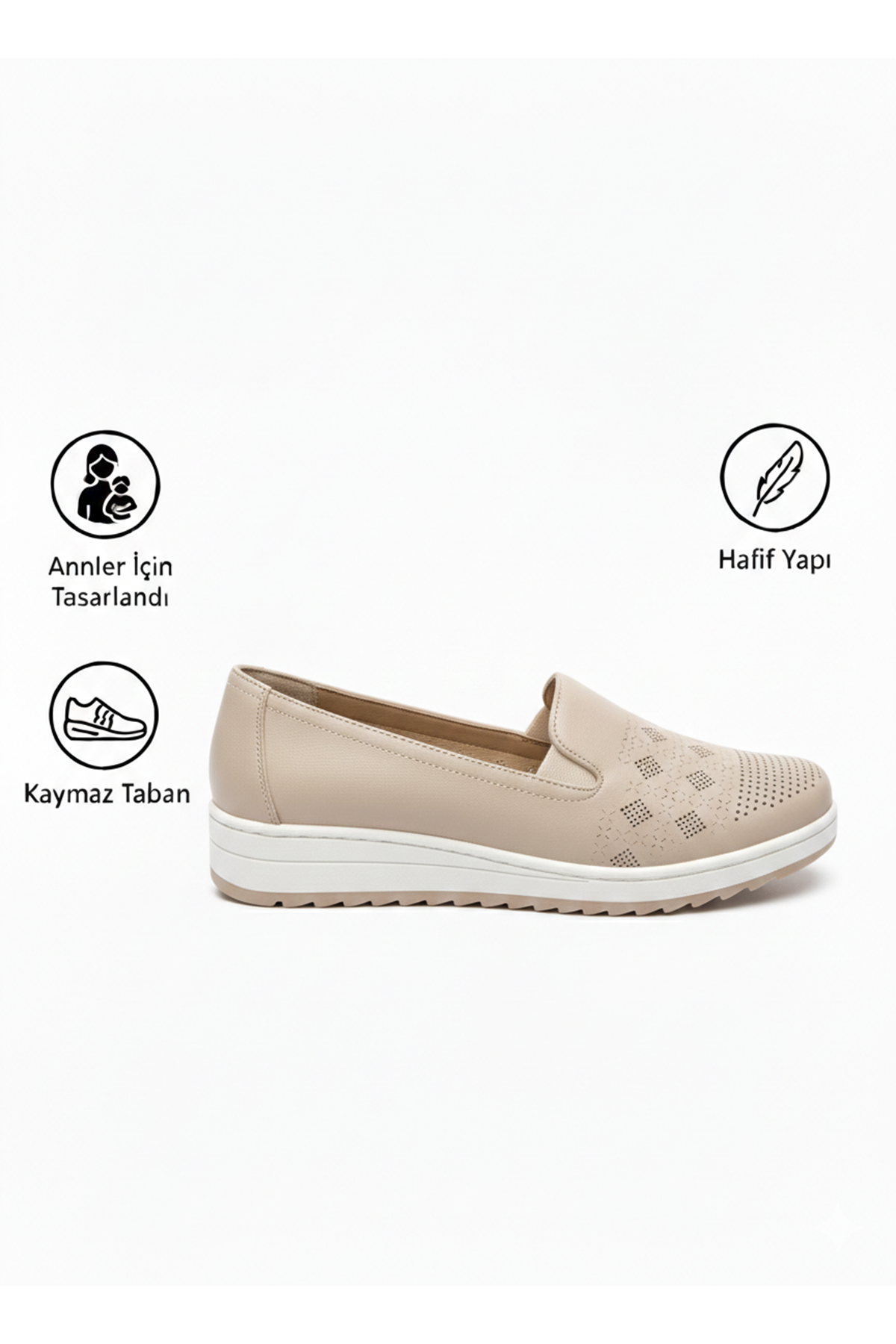 Kadın Ortopedik Delikli Comfort Günlük Ayakkabı Krem