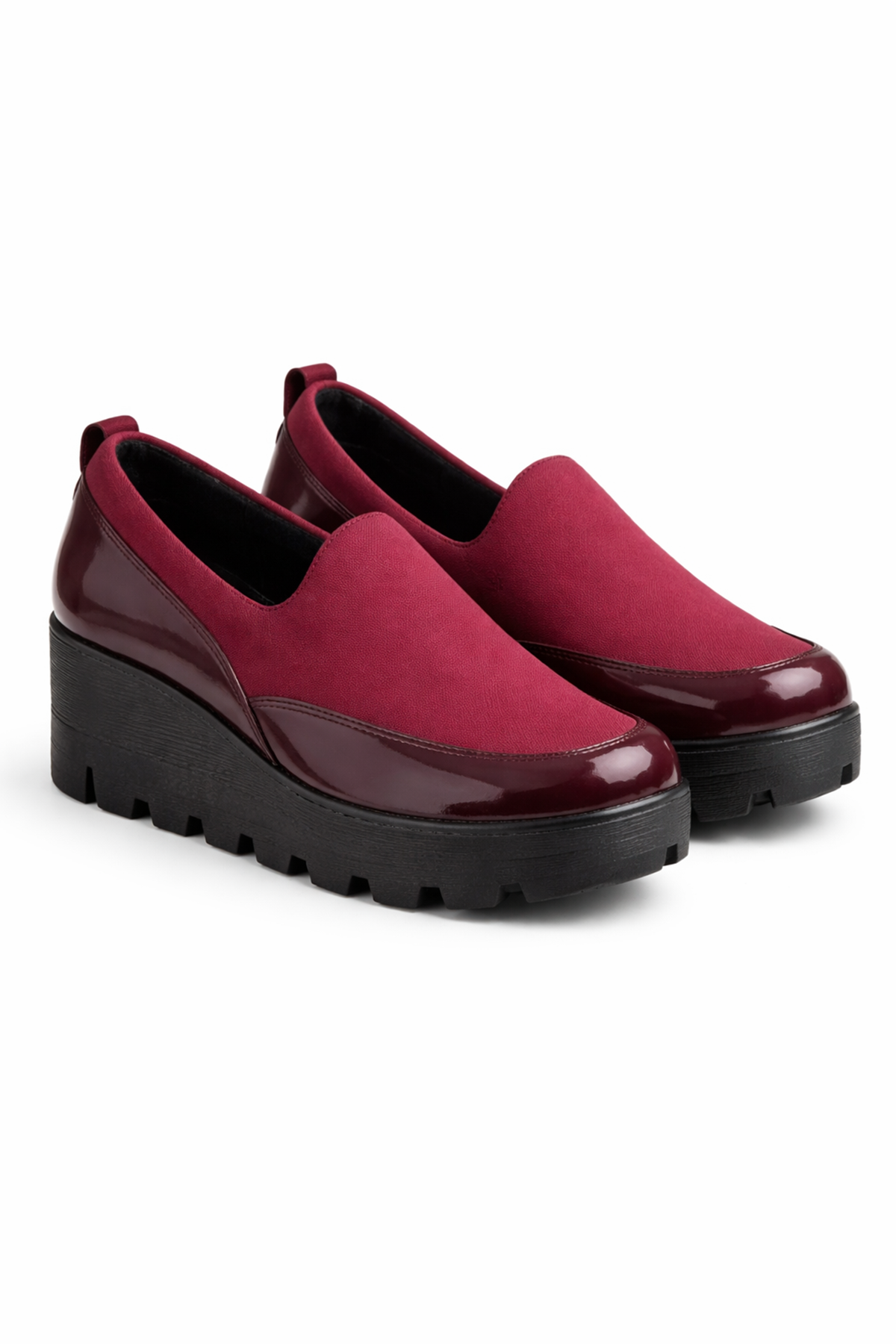 Bordo Kalın Taban Kadın Günlük Comfort Ayakkabı – Kaymaz Taban