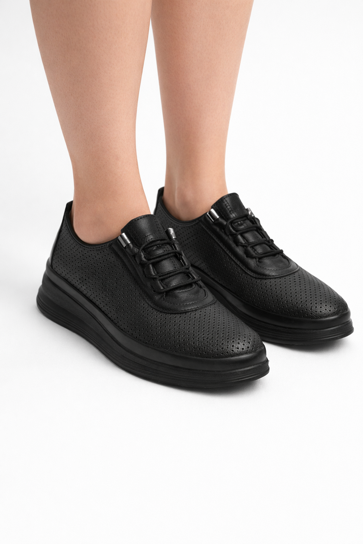 Siyah İnce Taban Kadın Günlük Comfort Ayakkabı – Kaymaz Taban