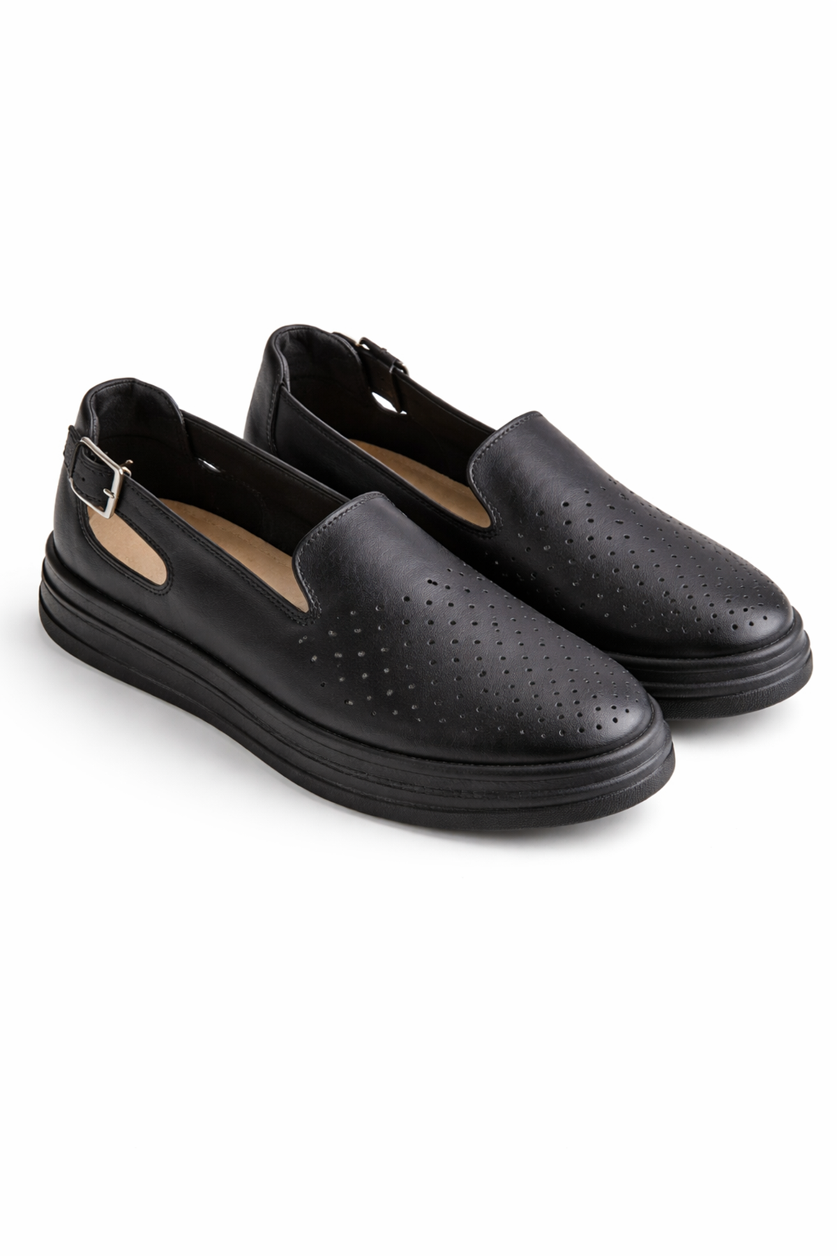 Siyah İnce Taban Kadın Günlük Comfort Ayakkabı – Kaymaz Taban 