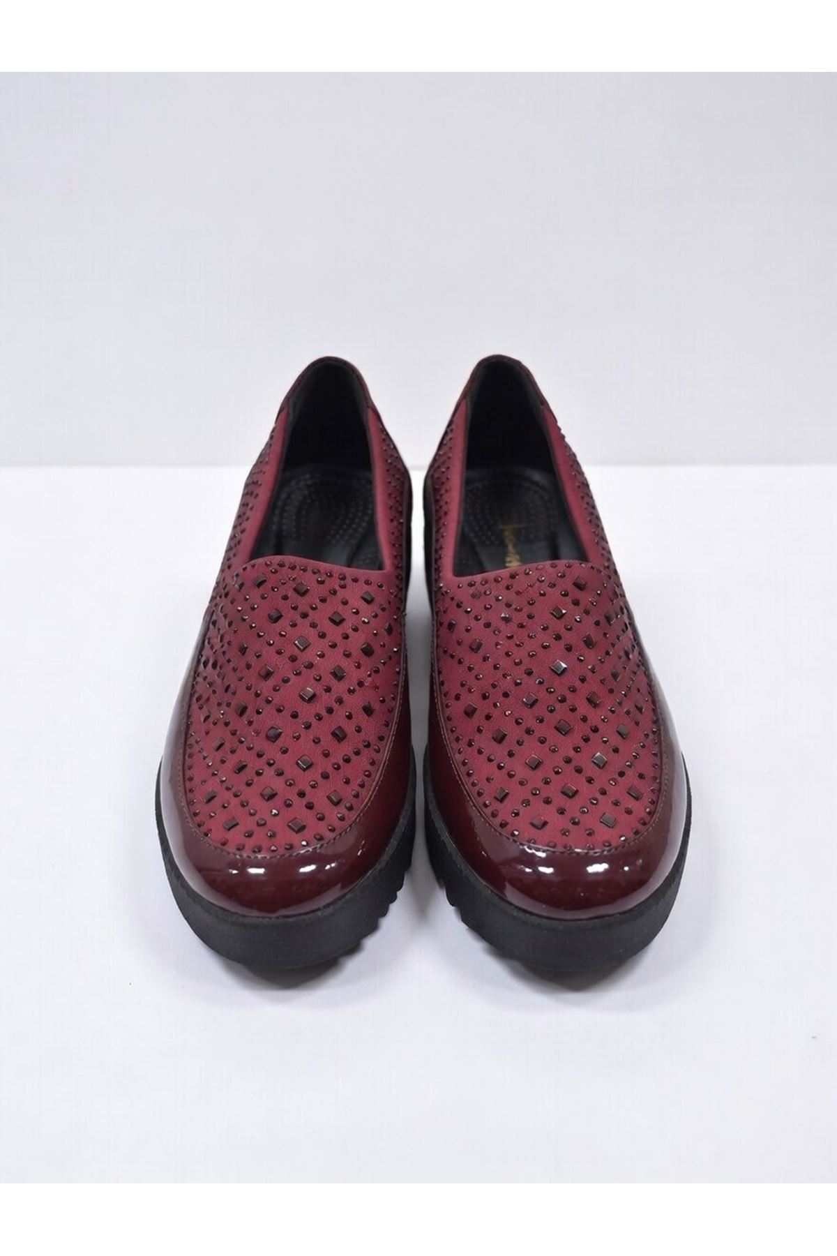 Kalın Taban Kadın Günlük Comfort Kırmızı Ayakkabı Kaymaz Taban