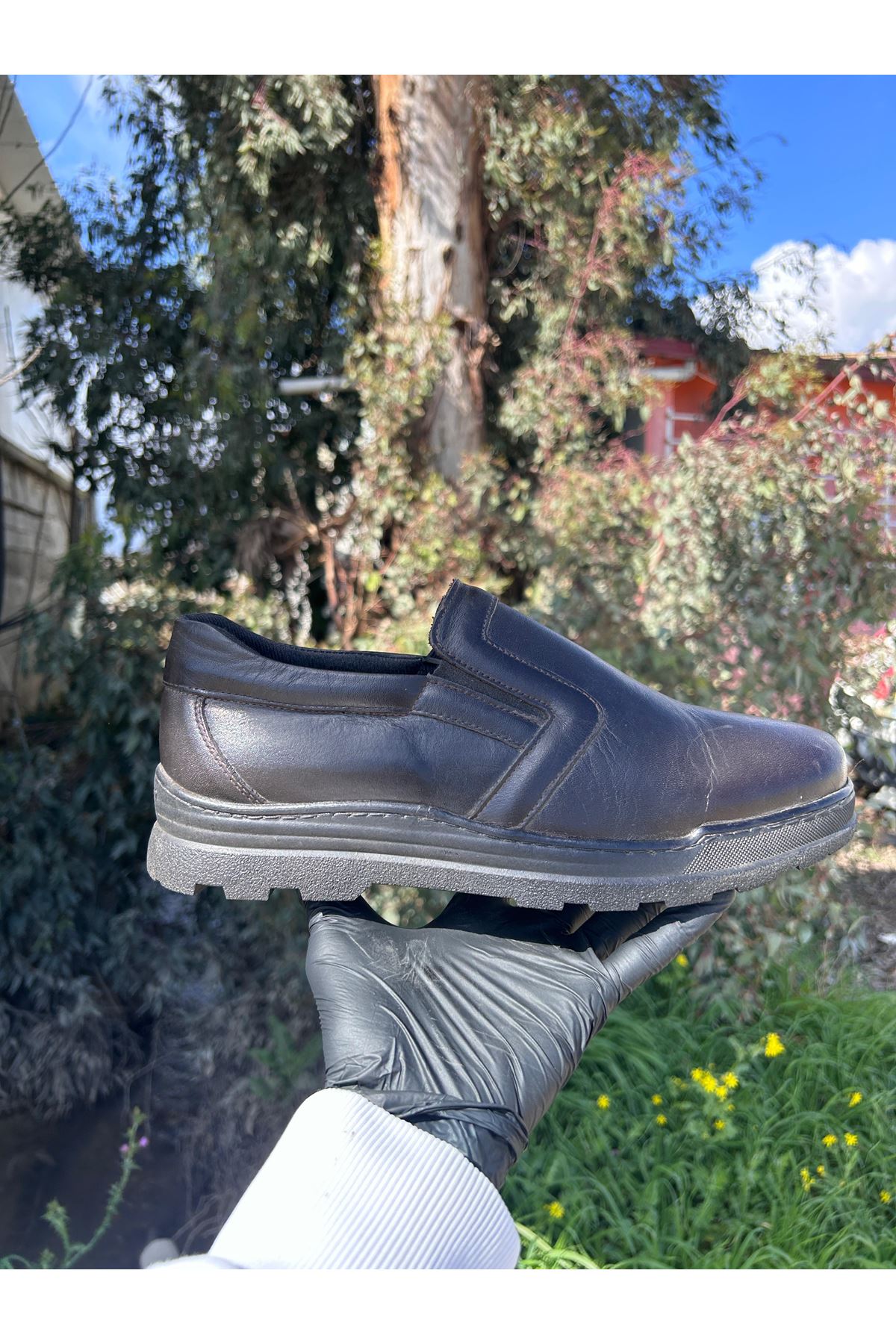 Erkek Bağcıksız Rahat Konforlu Hakiki Deri Klasik Siyah Ayakkabı 