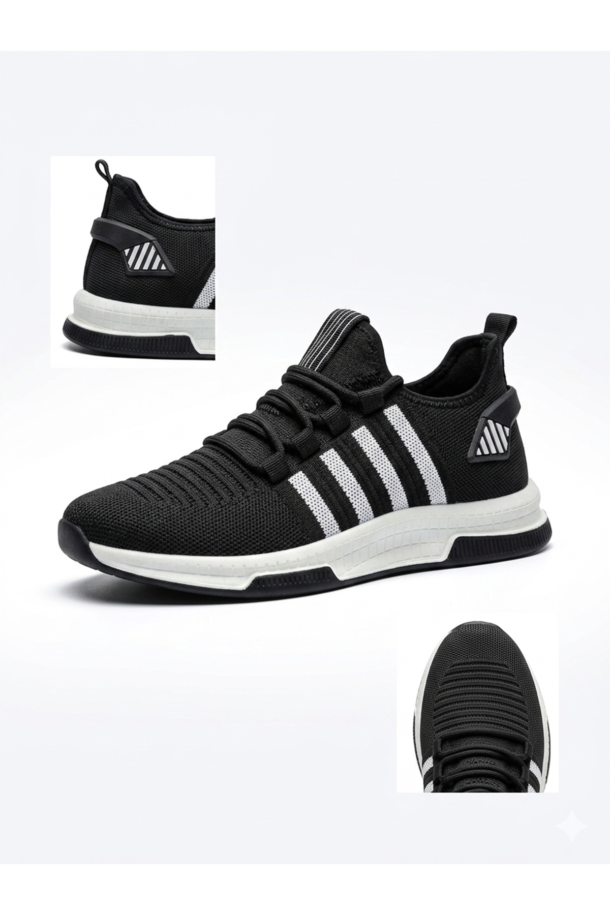 Hava Tabanlı Siyah Unisex Spor Ayakkabı - Rahat ve Şık Günlük Yürüyüş Ayakkabısı