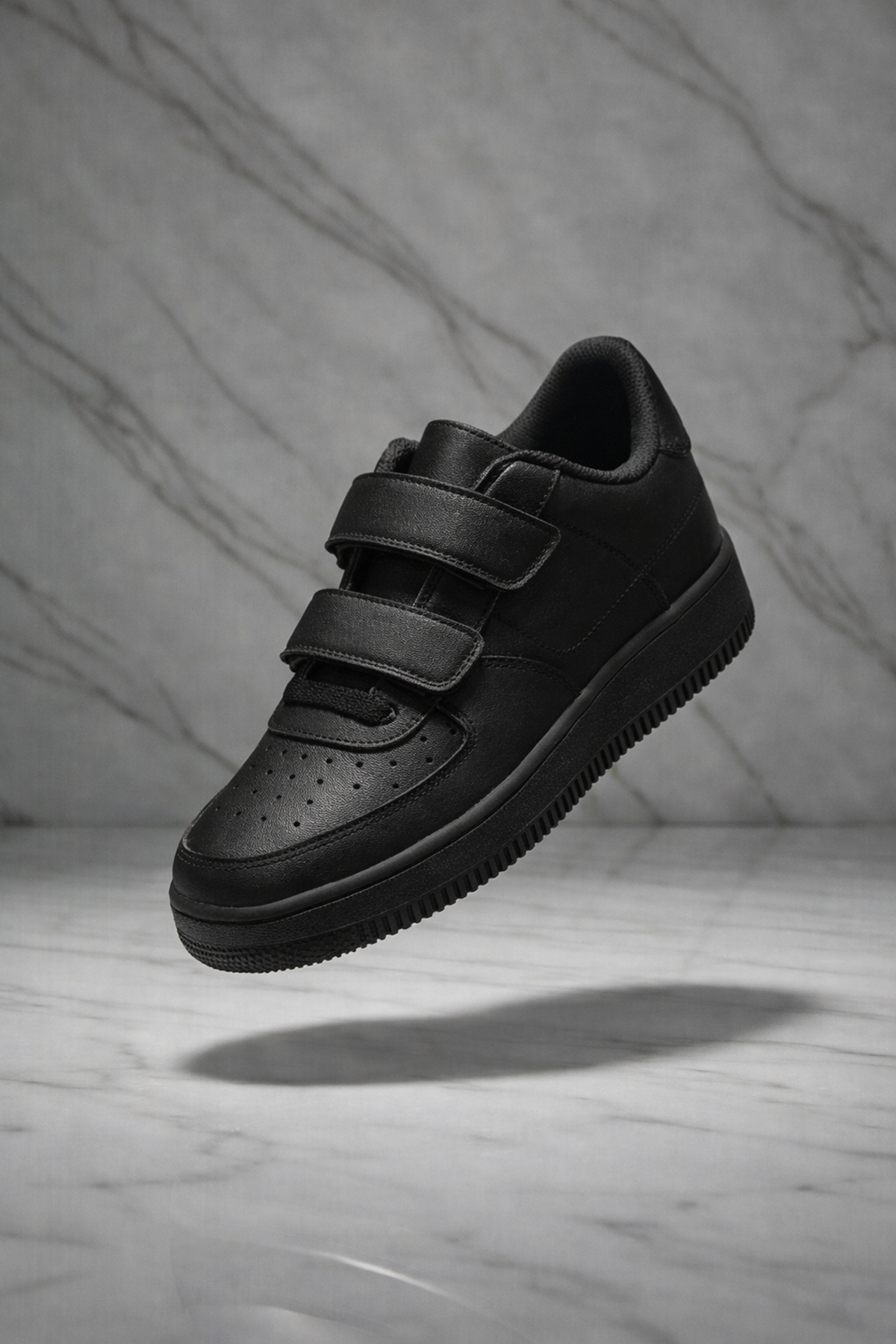 Çocuk Cilt Cırt Cırtlı Siyah Sneaker – Premium Kalite, Hafif & Dayanıklı, Rahat Taban