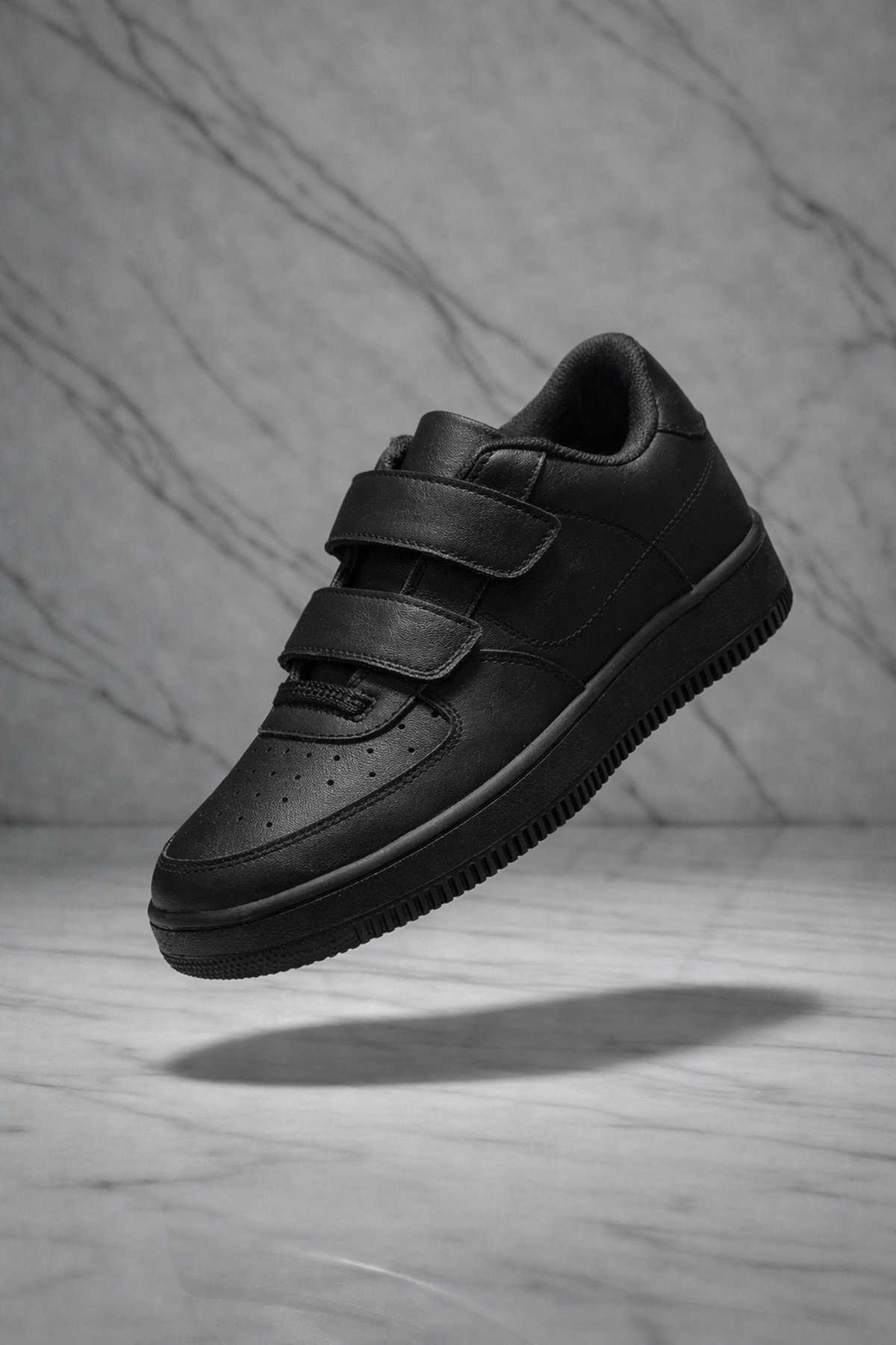 Çocuk Cilt Cırt Cırtlı Siyah Sneaker – Premium Kalite, Hafif & Dayanıklı, Rahat Taban