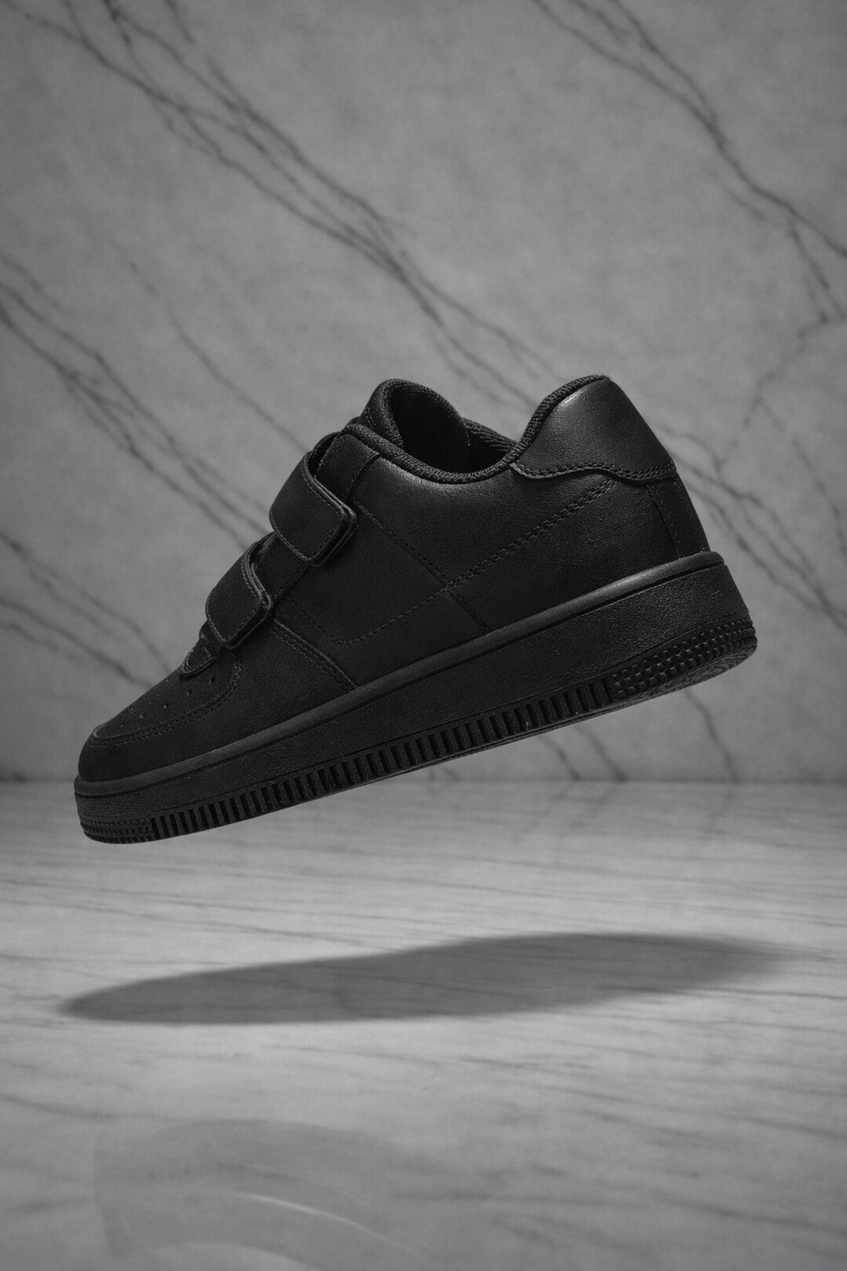 Çocuk Cilt Cırt Cırtlı Siyah Sneaker – Premium Kalite, Hafif & Dayanıklı, Rahat Taban