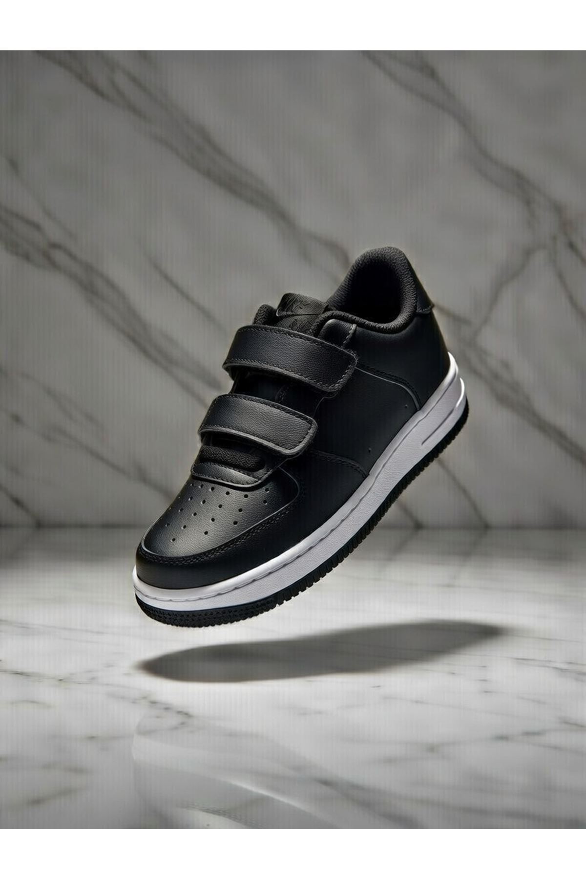 Çocuk Hakiki Deri Cırt Cırtlı Siyah Sneaker – Premium Kalite, Hafif & Dayanıklı, Rahat Taban