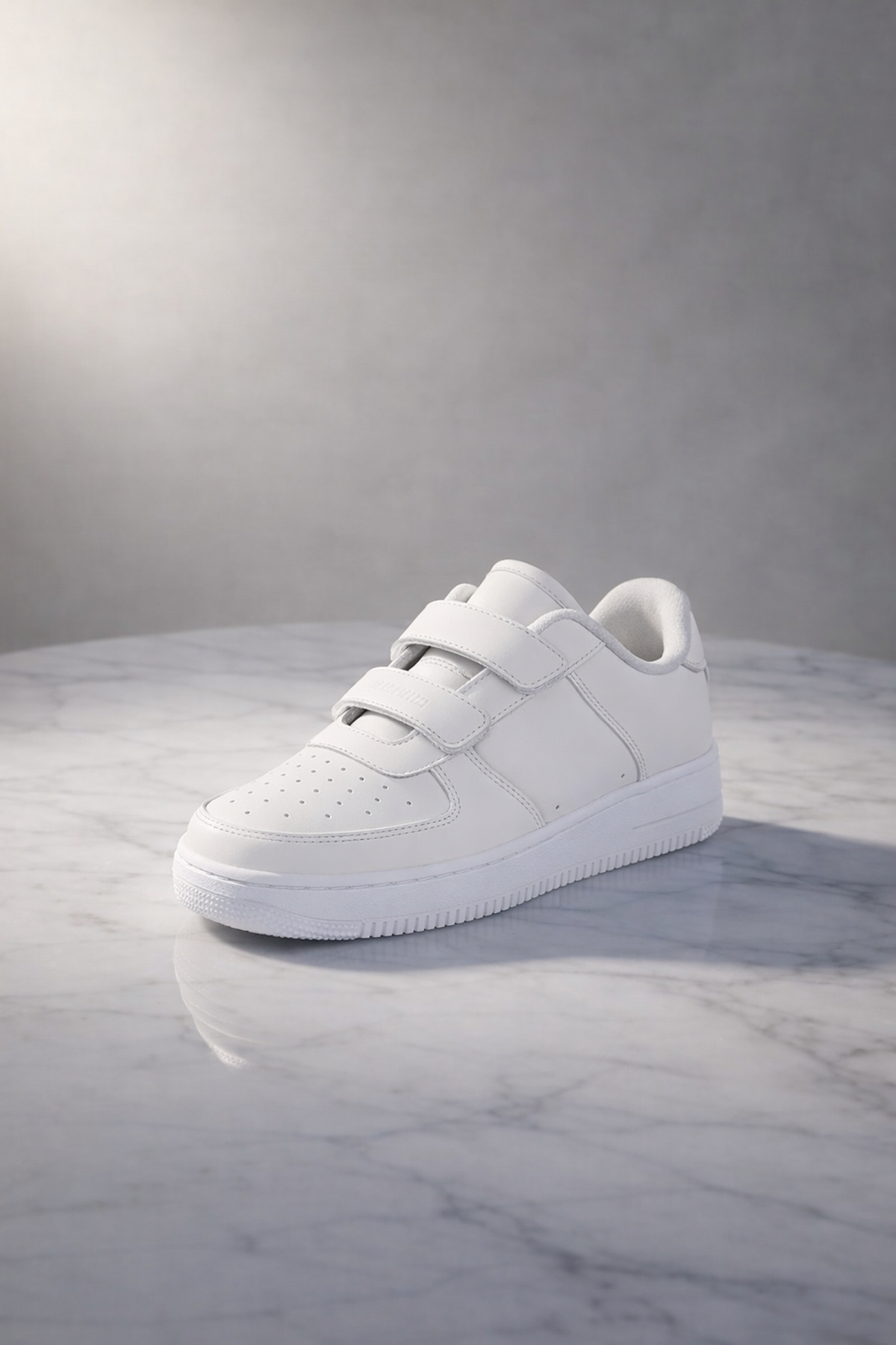 Çocuk Cilt Cırt Cırtlı Sade Beyaz Sneaker – Premium Kalite, Hafif & Dayanıklı, Rahat Taban