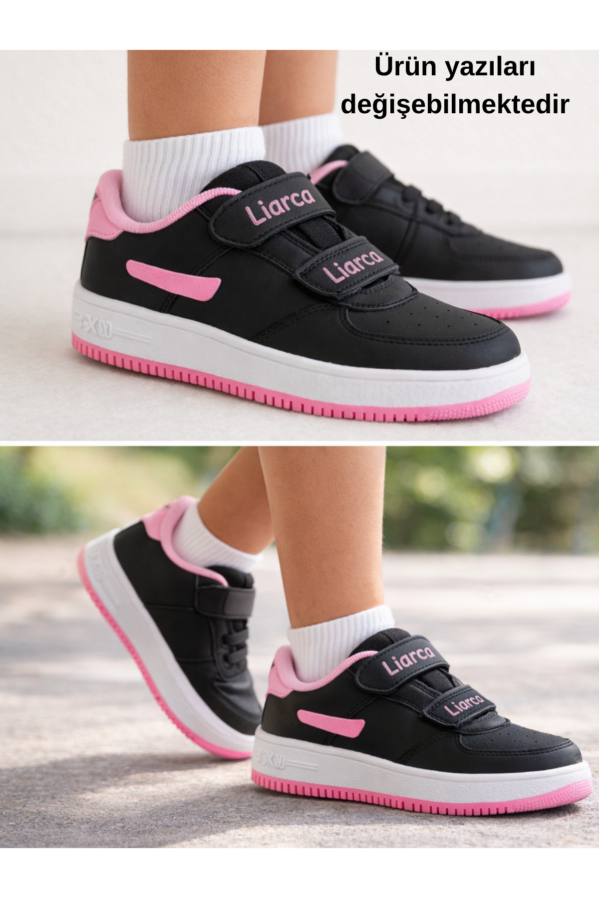 Çocuk Cilt Cırt Cırtlı Siyah Pembe Sneaker – Premium Kalite, Hafif & Dayanıklı, Rahat Taban