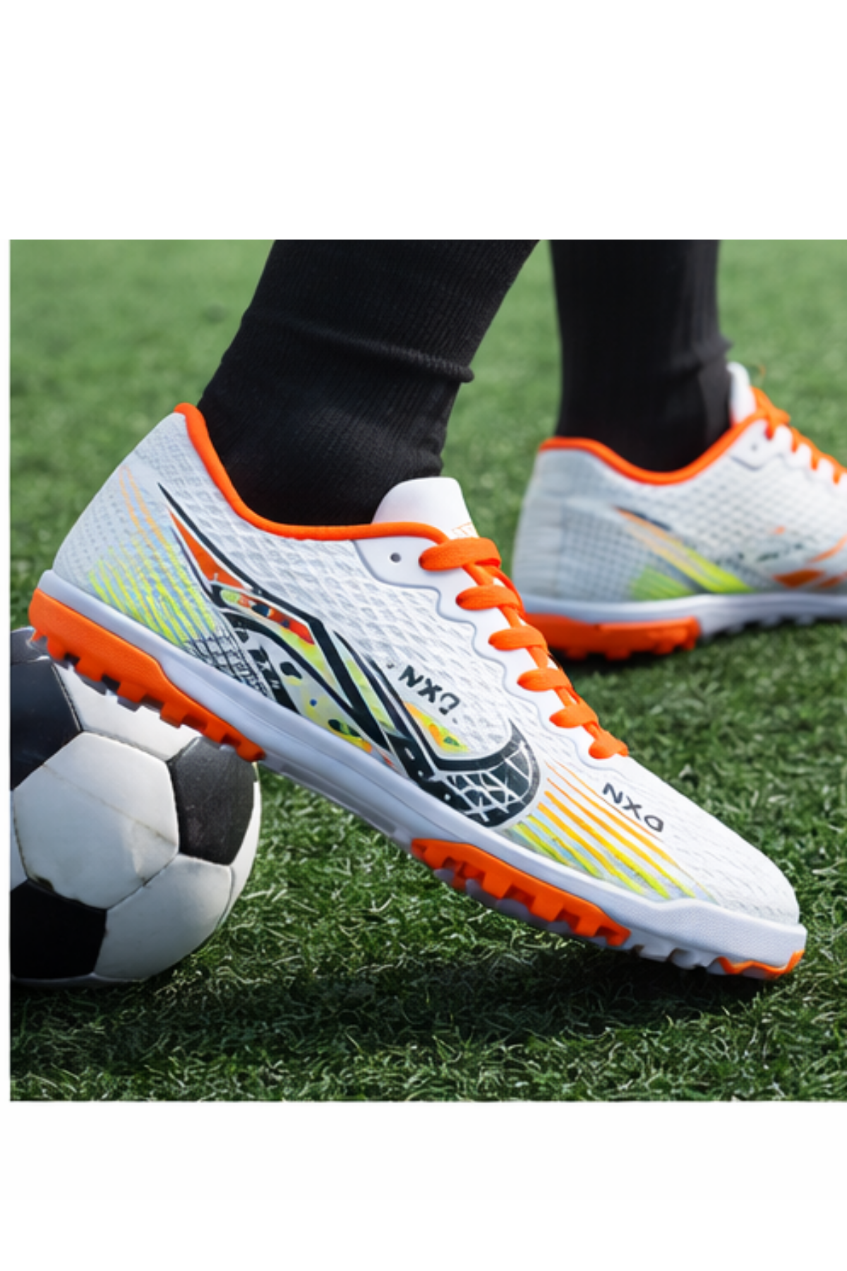 Vapro Beyaz Zoom Futbol Ayakkabısı Halısaha Çim Saha Çoraplı Çocuk Yetişkin Krampon 