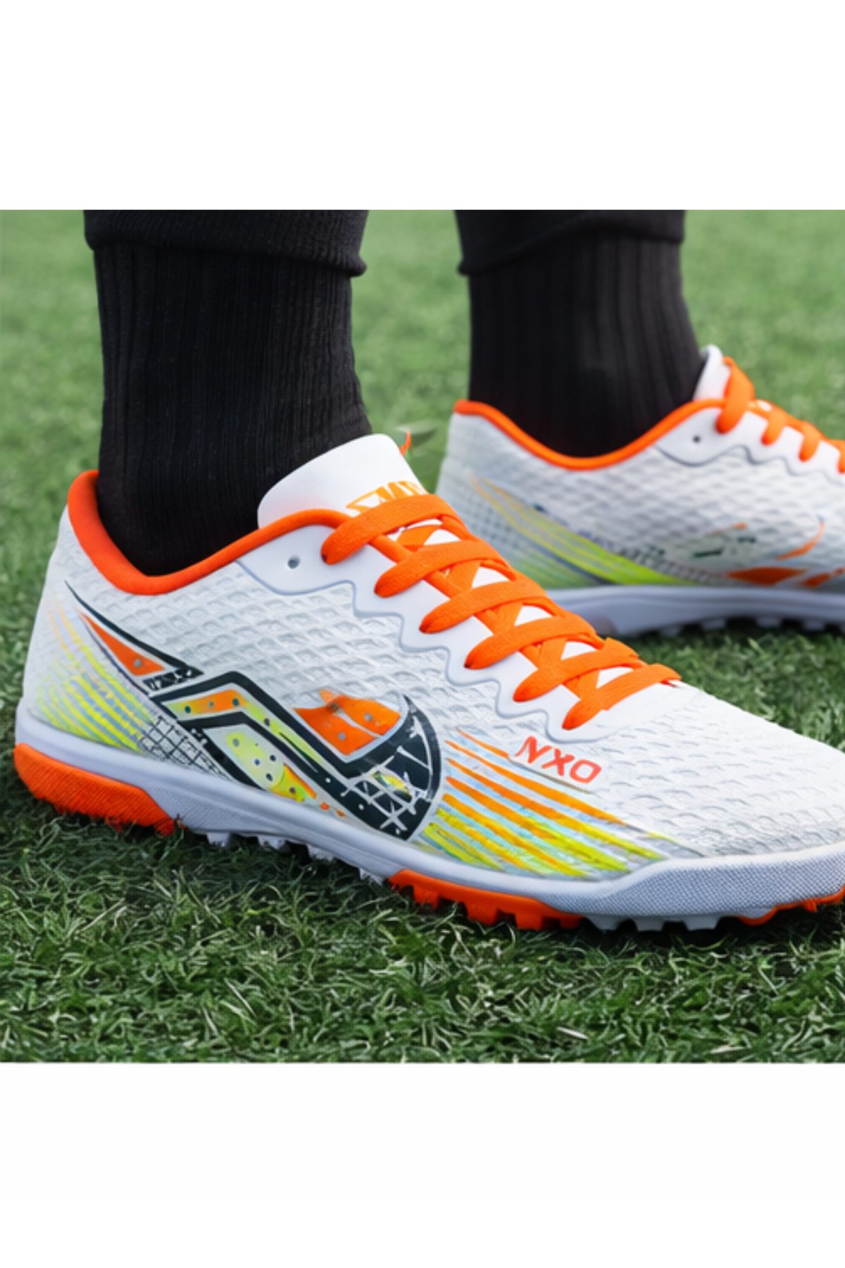 Vapro Beyaz Zoom Futbol Ayakkabısı Halısaha Çim Saha Çoraplı Çocuk Yetişkin Krampon 