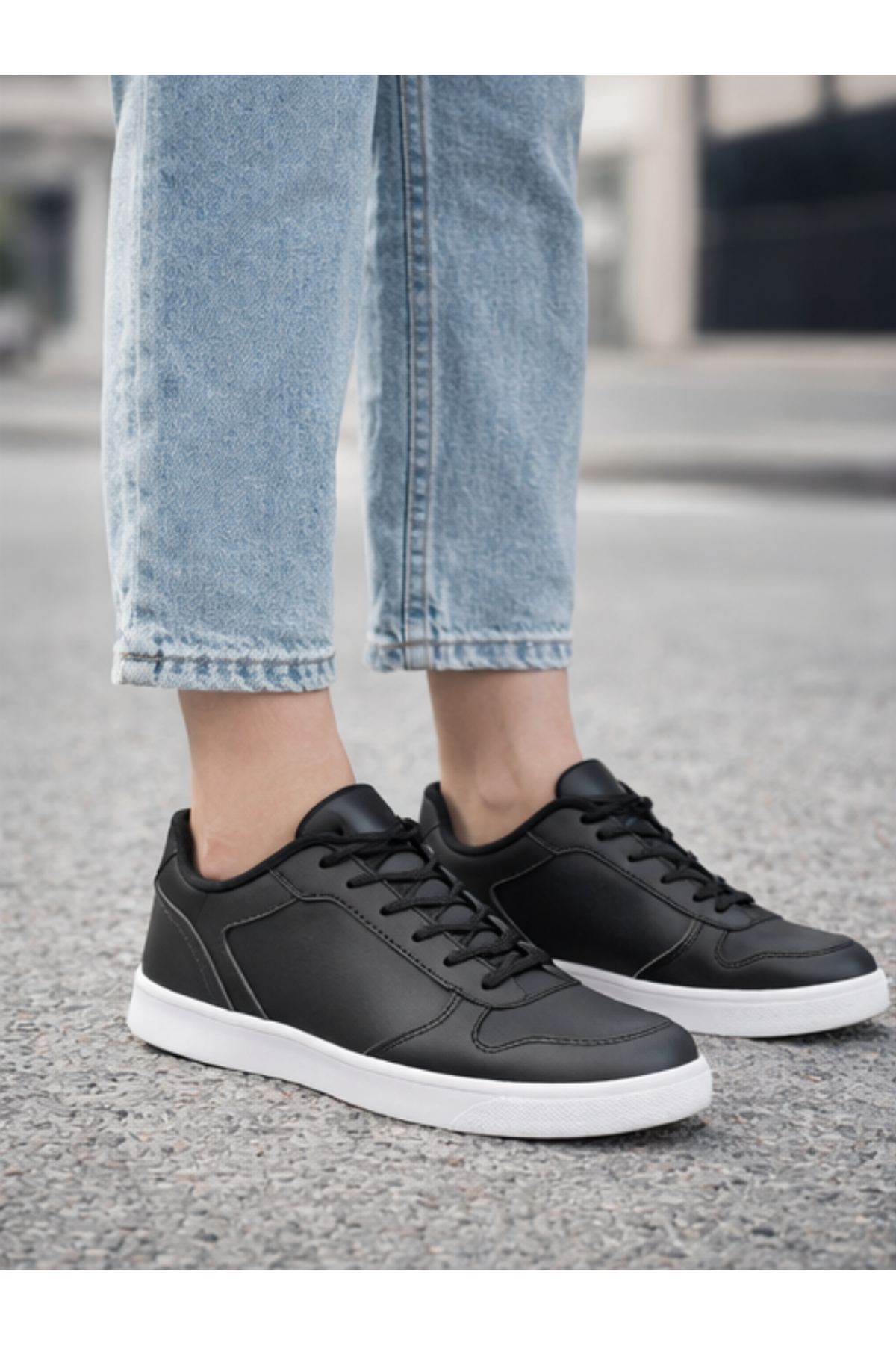 Düz Taban Unisex Cilt Rahat Tabanlı Günlük Spor Ayakkabı Sneaker 36 37 38 39 40 Numara