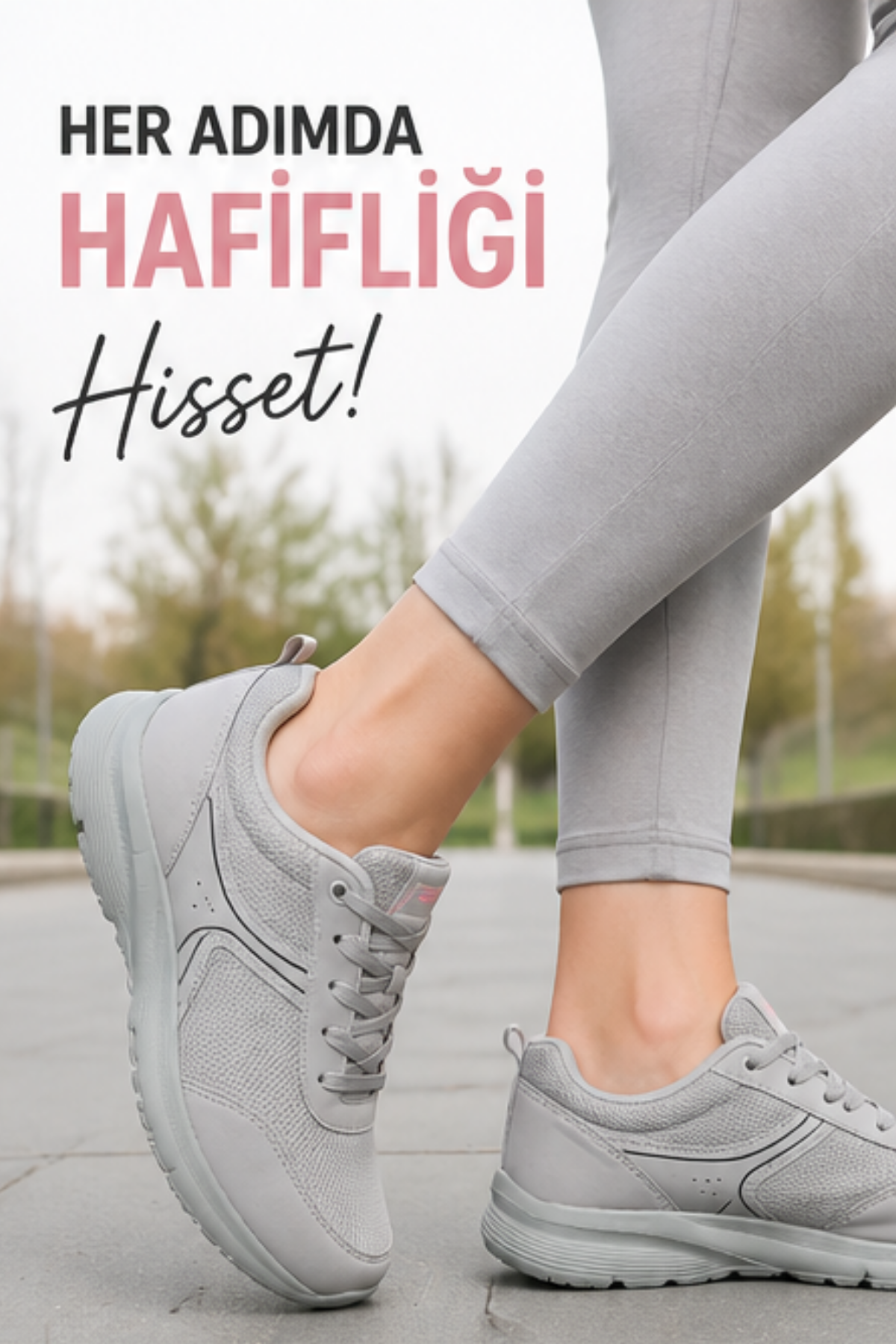 Walkmax Pro Buz Gri Kadın Ultra Hafif Ekstra Rahat Ortopedik Nefes Alabilen Günlük Yürüyüş Ayakkabısı