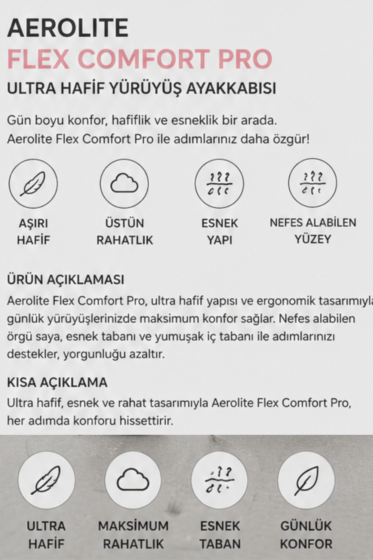 Walkmax Pro Buz Gri Kadın Ultra Hafif Ekstra Rahat Ortopedik Nefes Alabilen Günlük Yürüyüş Ayakkabısı