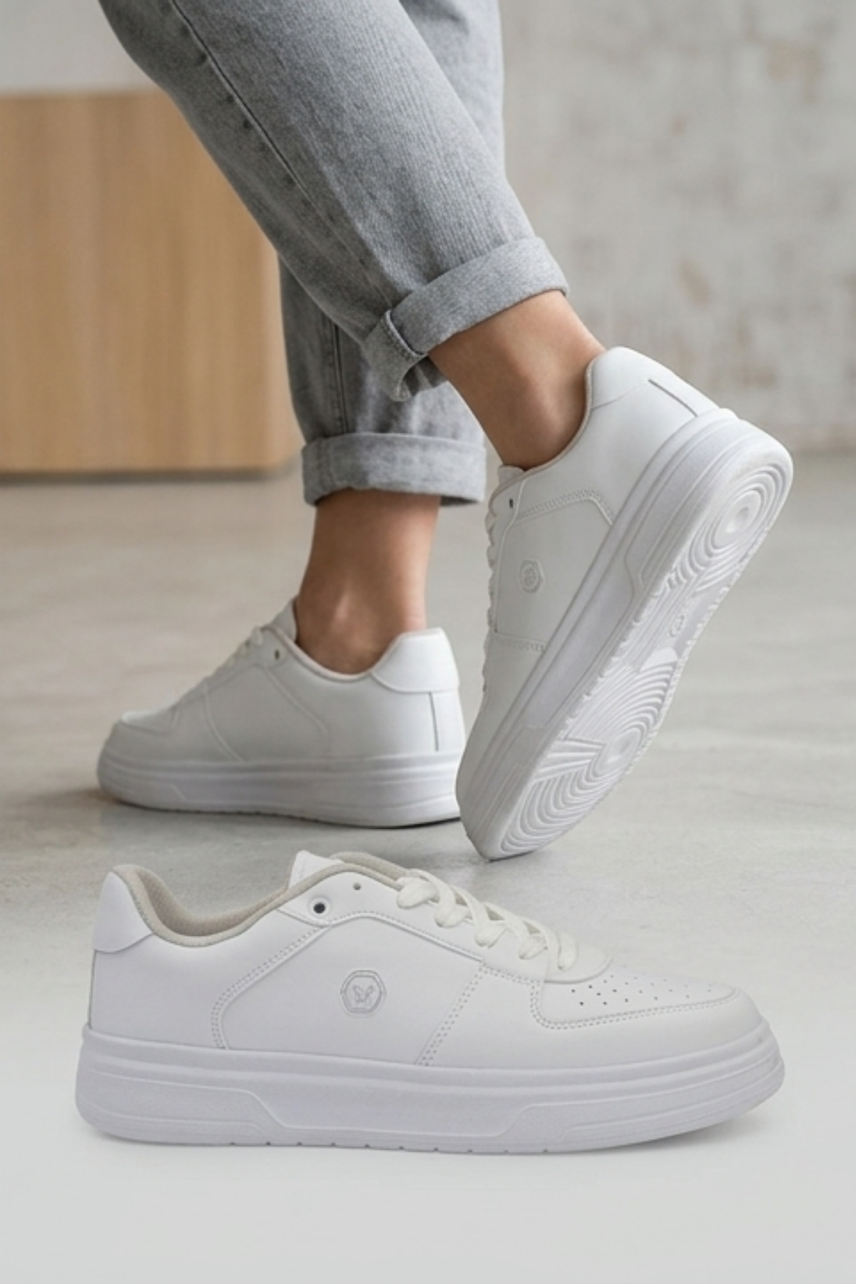 Daily Comfort Beyaz Rahat Günlük Yumuşak Tabanlı 4 Mevsim Trend Sneaker Ayakkabı