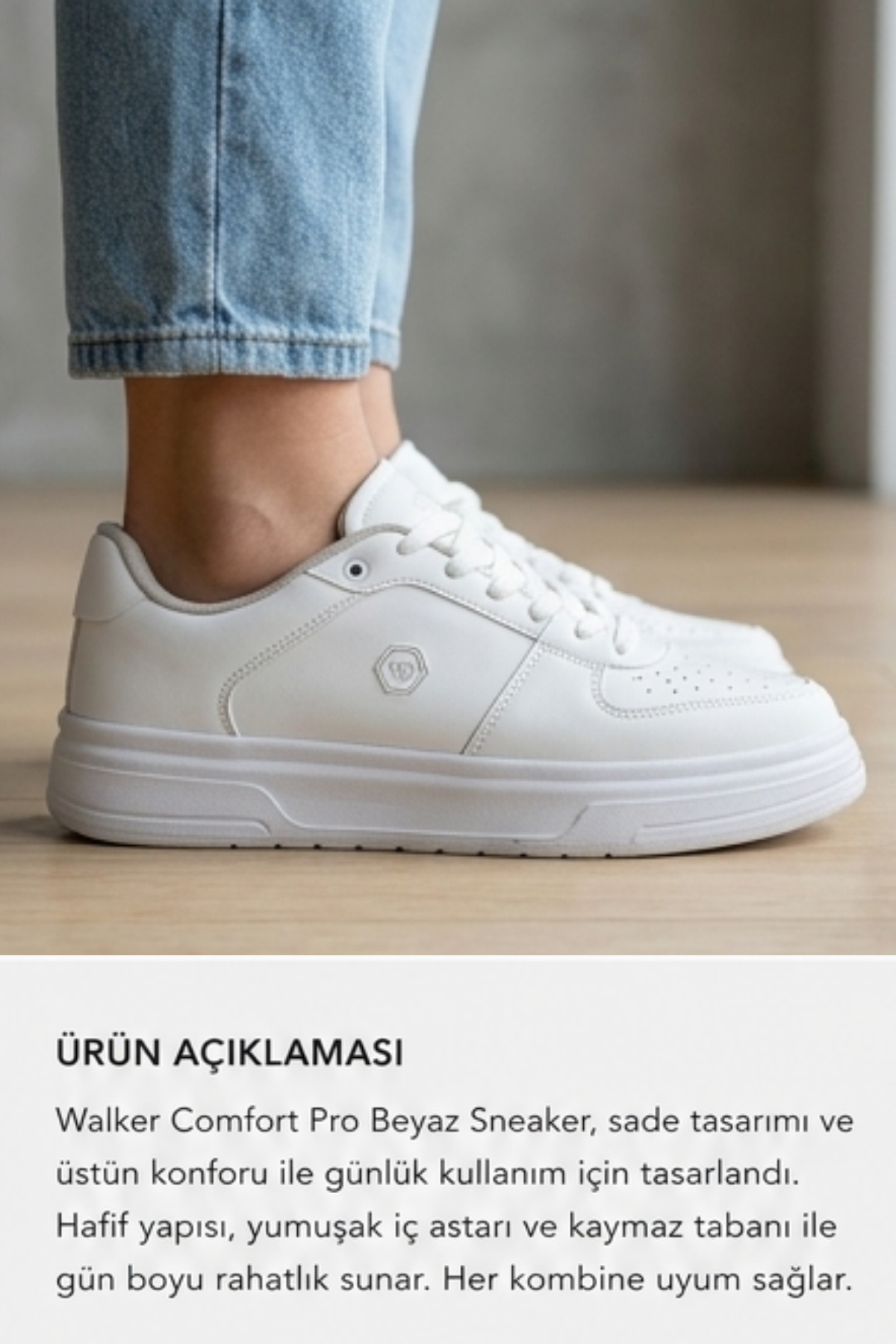 Daily Comfort Beyaz Rahat Günlük Yumuşak Tabanlı 4 Mevsim Trend Sneaker Ayakkabı