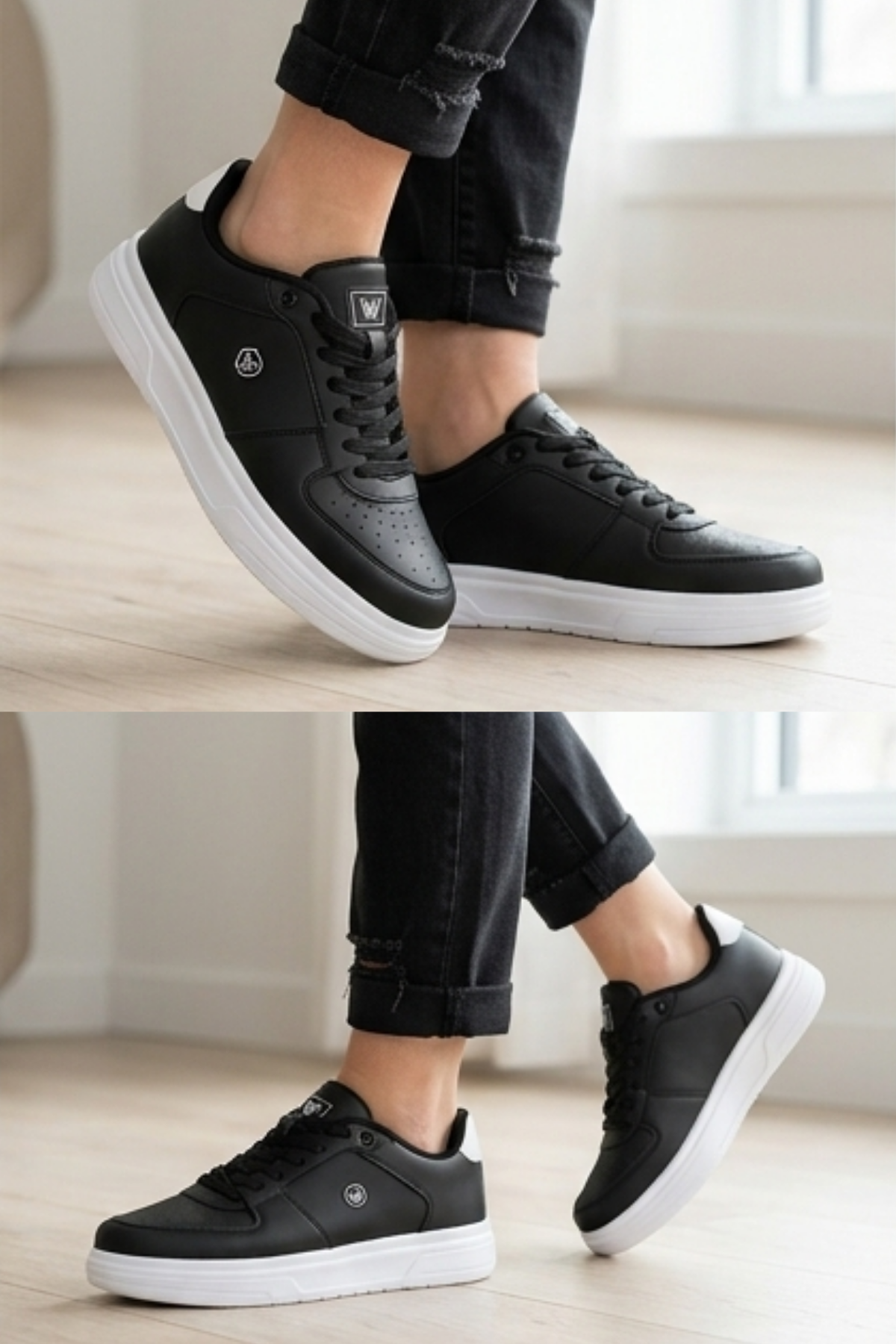 Daily Comfort Siyah Beyaz Rahat Günlük Yumuşak Tabanlı 4 Mevsim Trend Sneaker Ayakkabı