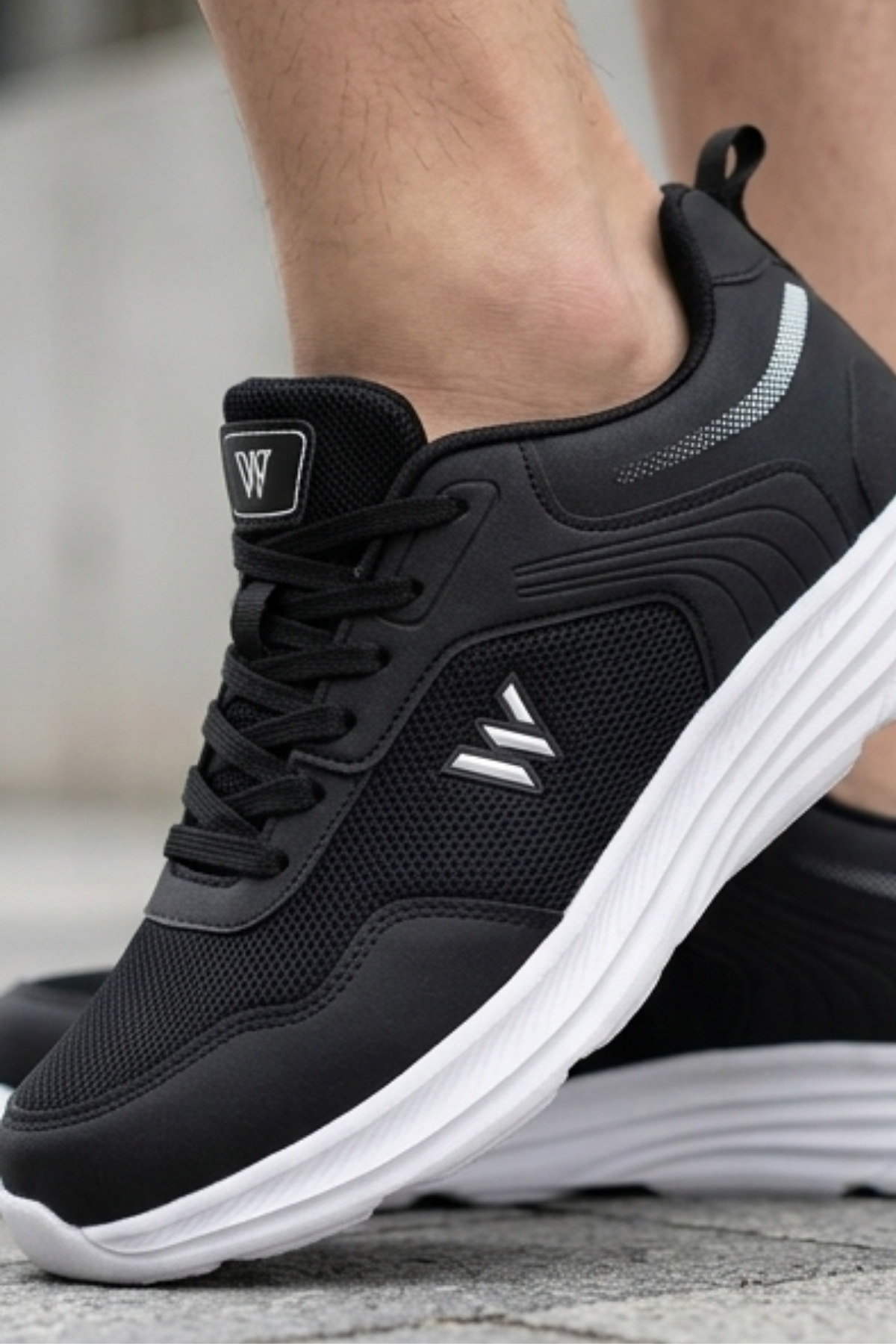 Comfy Step Siyah Beyaz Günlük Spor Sneaker – Kaymaz Taban Konfor Serisi Erkek Ayakkabı