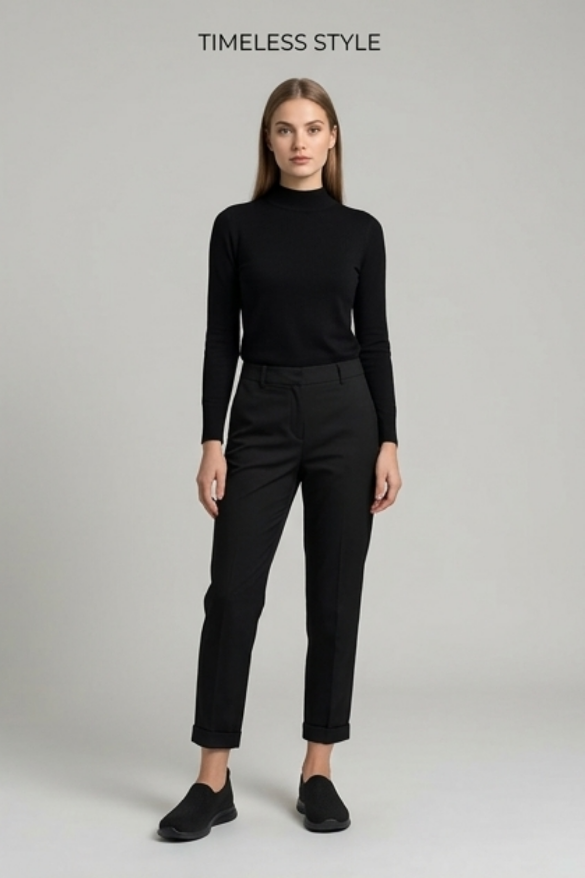 CloudWalk Comfort Siyah Rahat Günlük Yumuşak Tabanlı 4 Mevsim Trend Kadın Slip-On Sneaker Ayakkabı