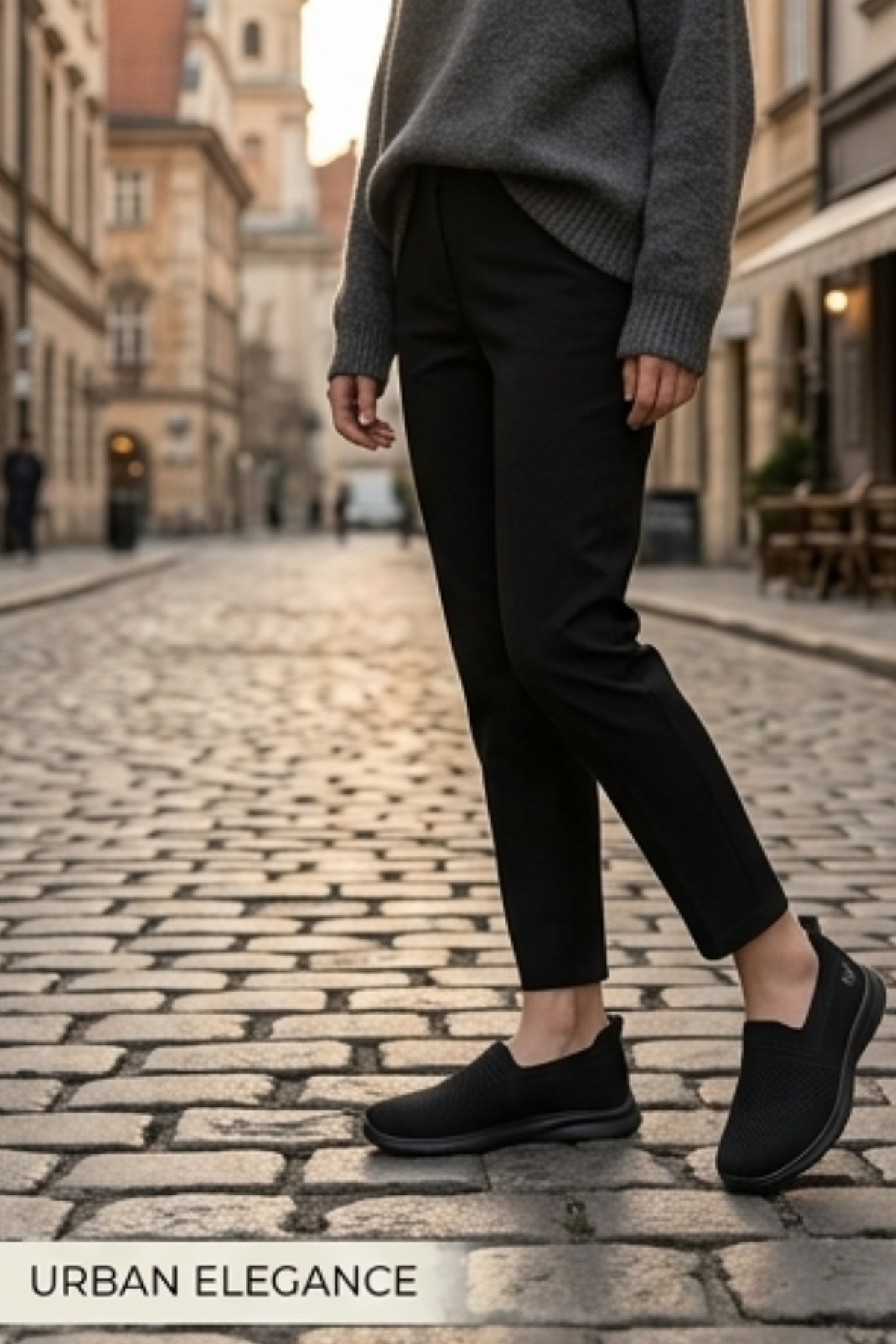 CloudWalk Comfort Siyah Rahat Günlük Yumuşak Tabanlı 4 Mevsim Trend Kadın Slip-On Sneaker Ayakkabı