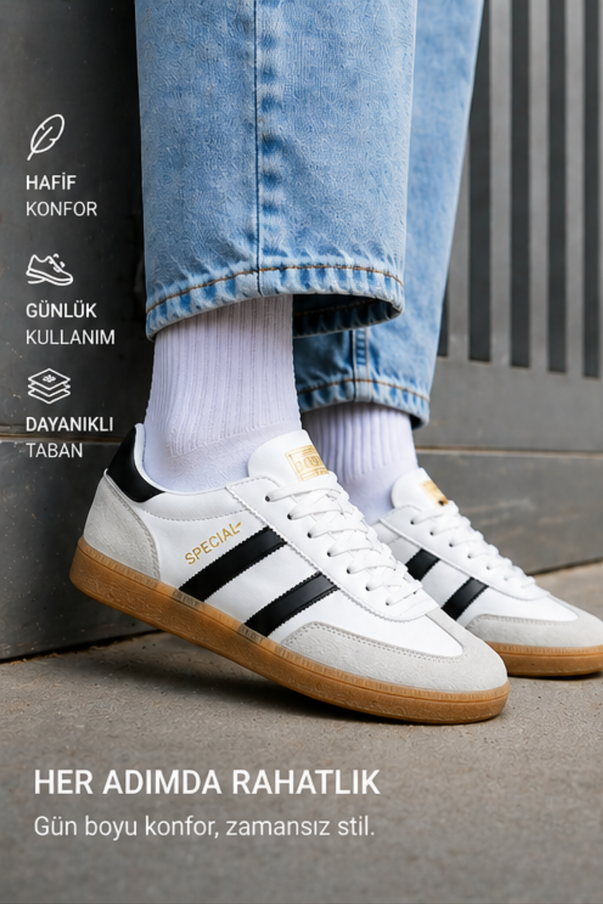 Timeless Classic Beyaz Siyah Premium Konfor & Zamansız Stil Günlük Unisex Sneaker Ayakkabı