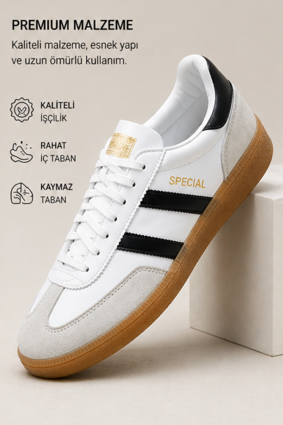 Timeless Classic Beyaz Siyah Premium Konfor & Zamansız Stil Günlük Unisex Sneaker Ayakkabı