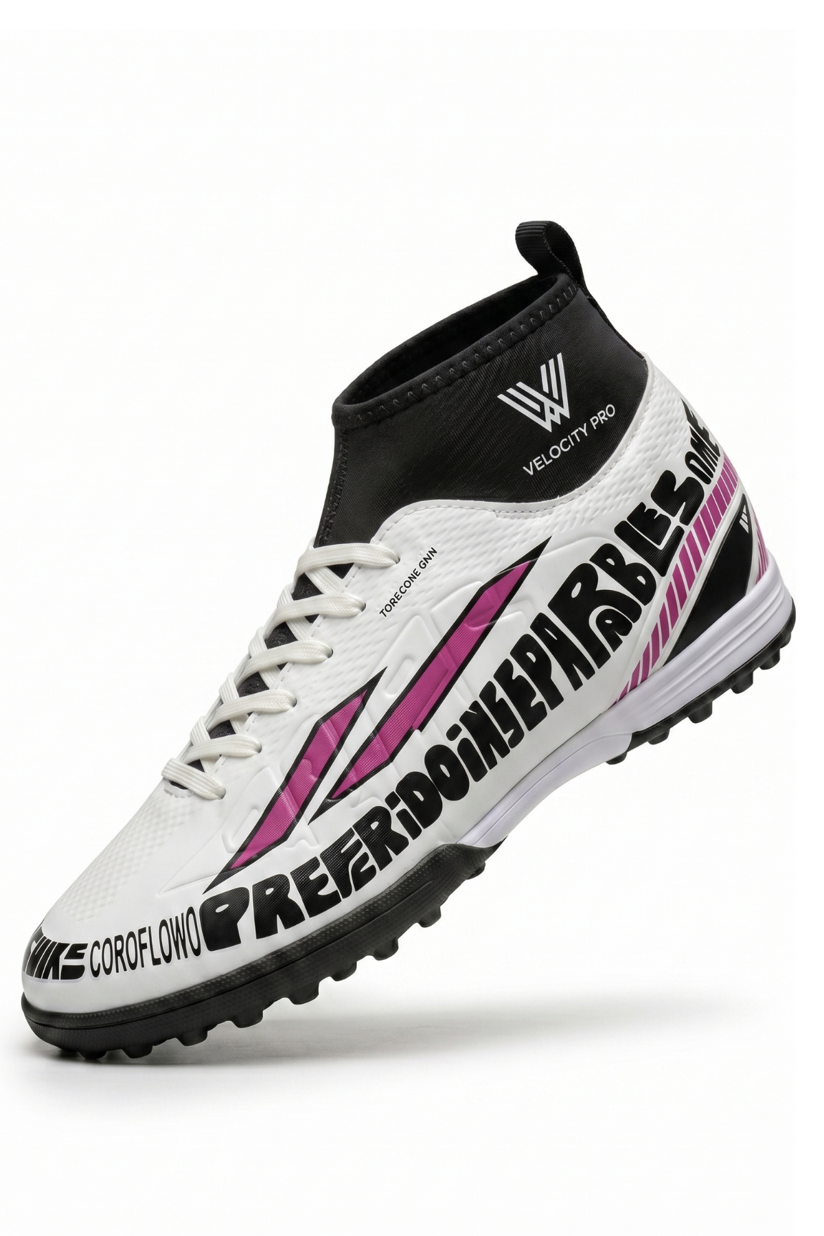 AEROFLOW VELOCITY SOCK PRO Beyaz Pembe Hafif Yüksek Hız Maksimum Zemin Tutuş Teknolojili Çoraplı Halısaha Ayakkabısı