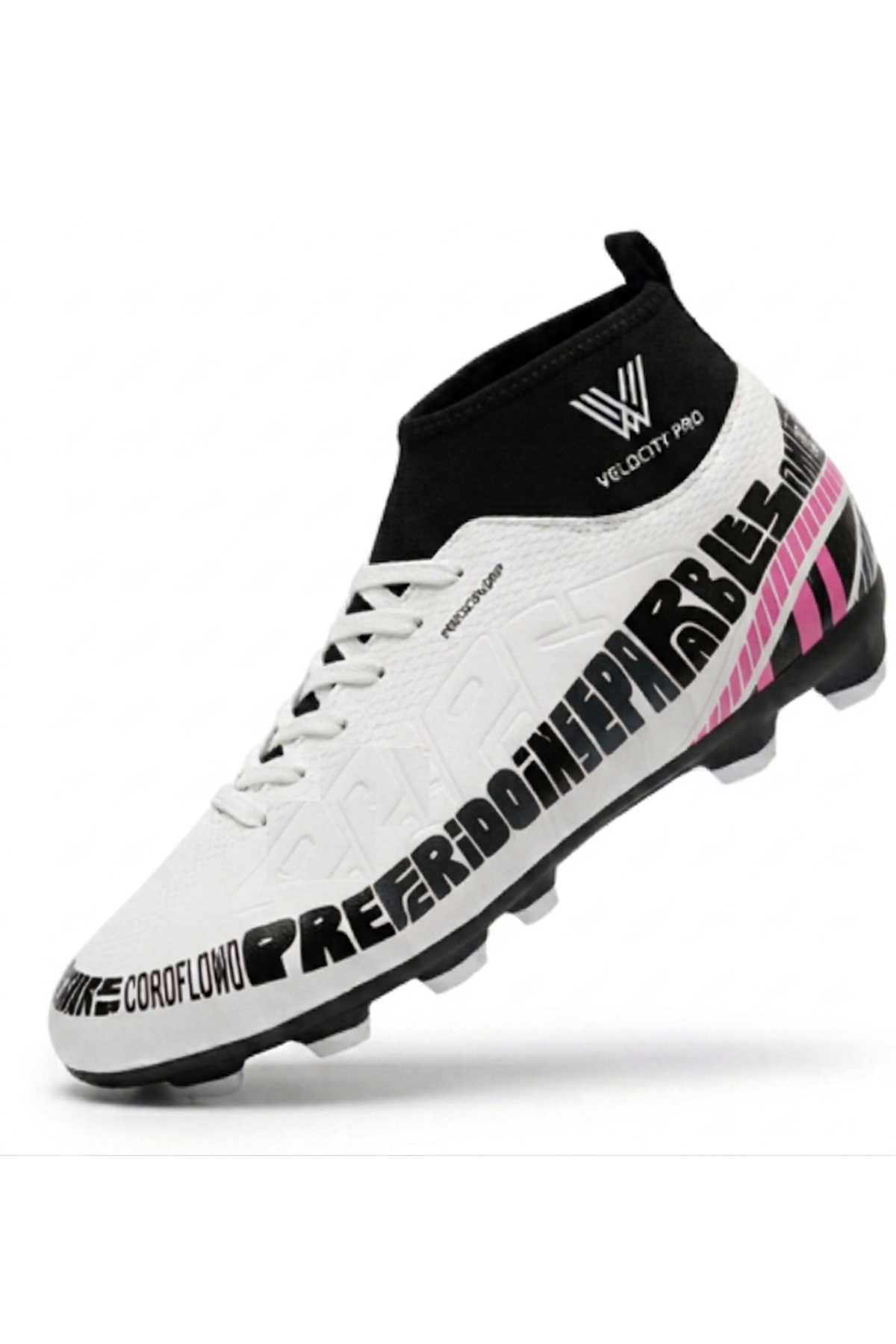AEROFLOW VELOCITY SOCK PRO FG – Beyaz Pembe Hafif Yüksek Hız Maksimum Zemin Tutuş Teknolojili Çoraplı Krampon 