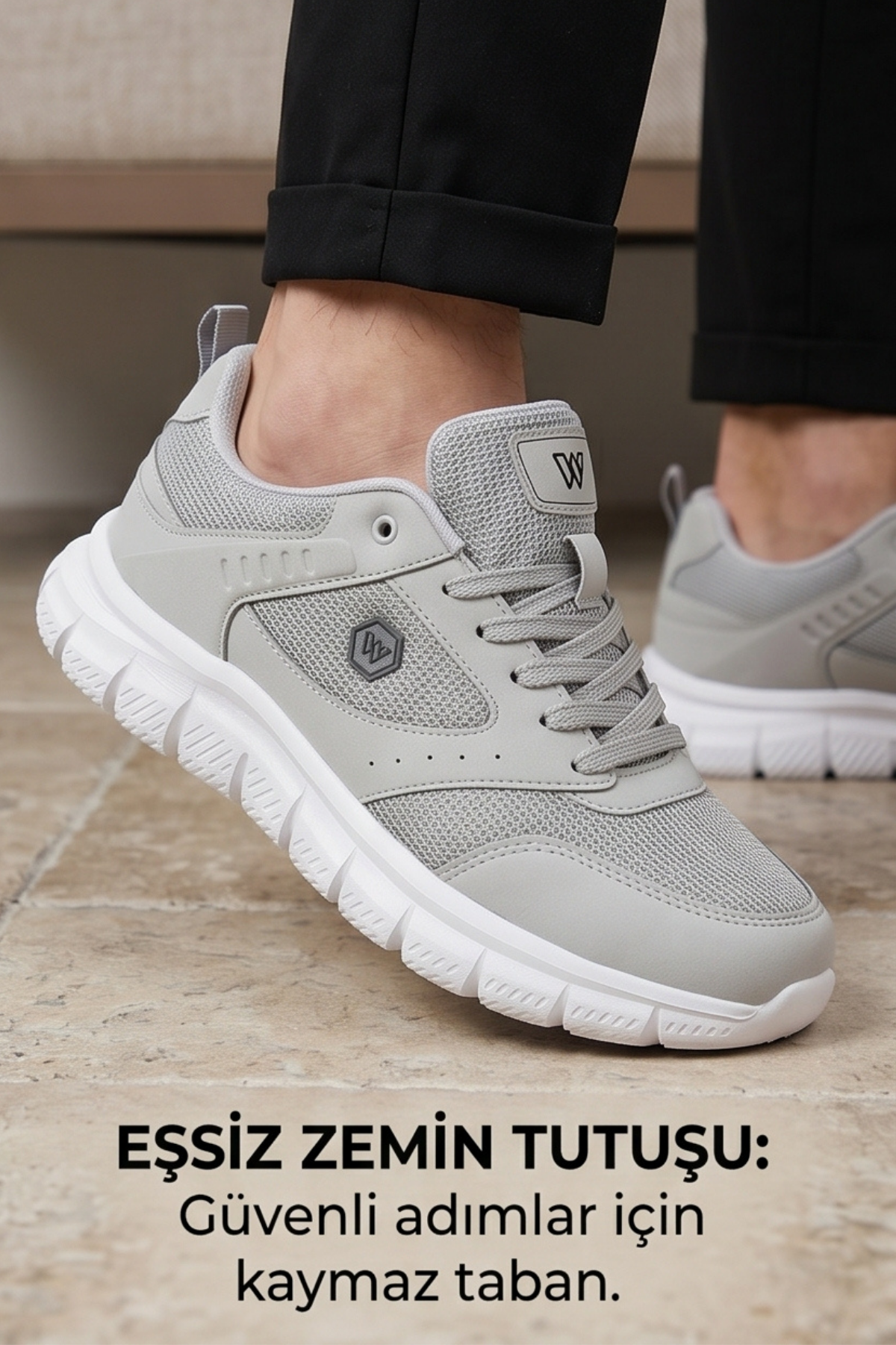AEROSTRIDE Flex Ultra Comfort Max Buz Gri Unisex Spor Ayakkabı Hafif Nefes Alabilen Günlük Rahat Yürüyüş Sneaker