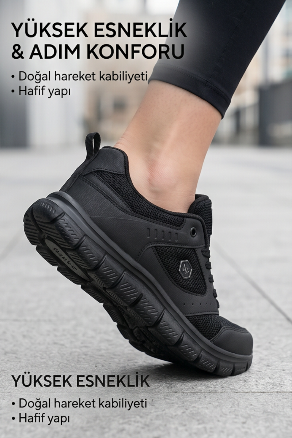 AEROSTRIDE Flex Ultra Comfort Max Siyah Unisex Spor Ayakkabı Hafif Nefes Alabilen Günlük Rahat Yürüyüş Sneaker