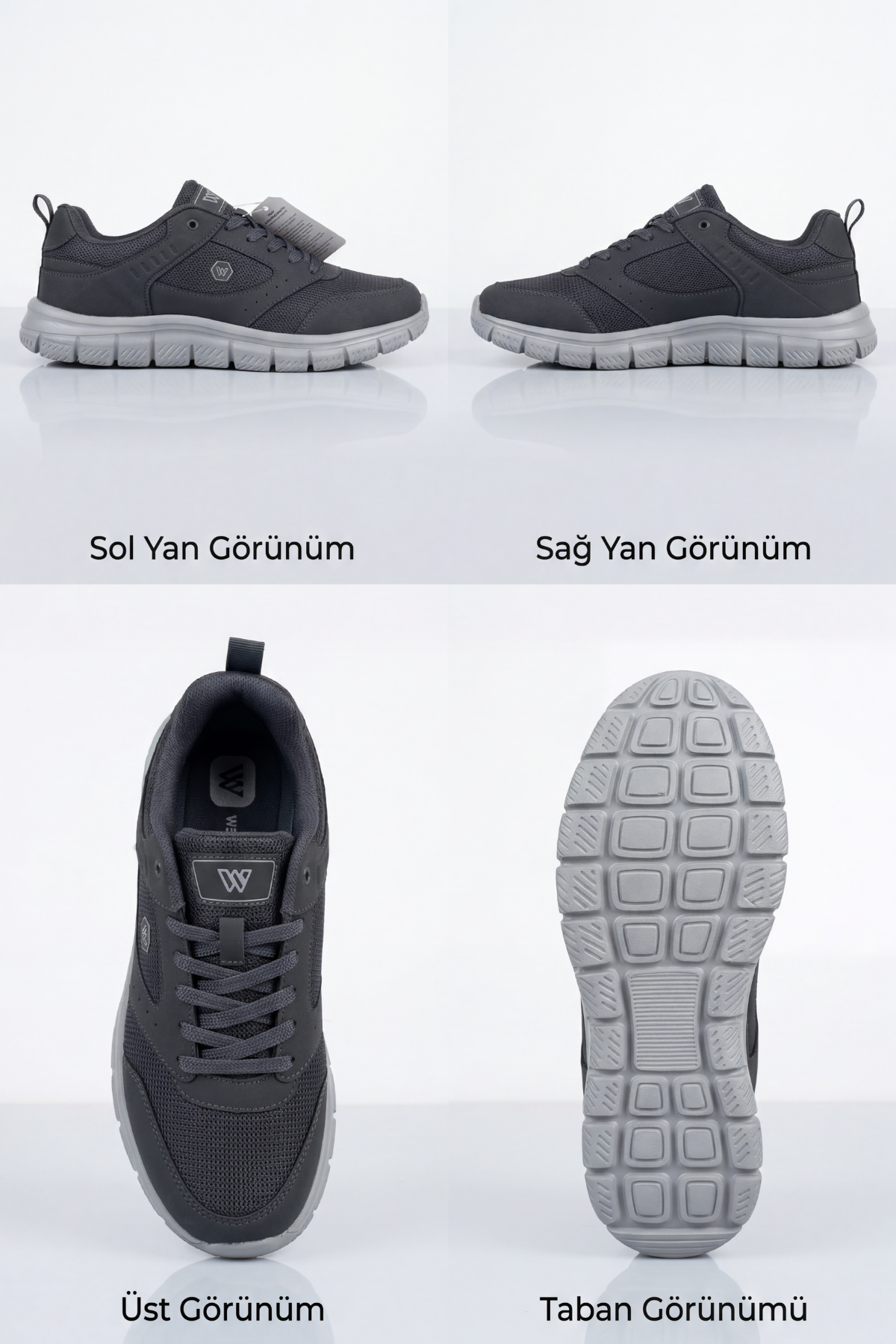 AEROSTRIDE Flex Ultra Comfort Max Füme-Gri Unisex Spor Ayakkabı Hafif Nefes Alabilen Günlük Rahat Yürüyüş Sneaker