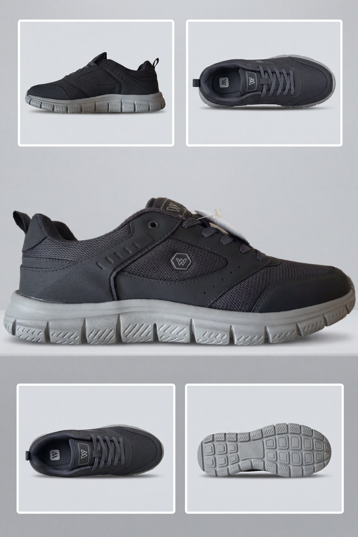 AEROSTRIDE Flex Ultra Comfort Max Füme-Gri Unisex Spor Ayakkabı Hafif Nefes Alabilen Günlük Rahat Yürüyüş Sneaker
