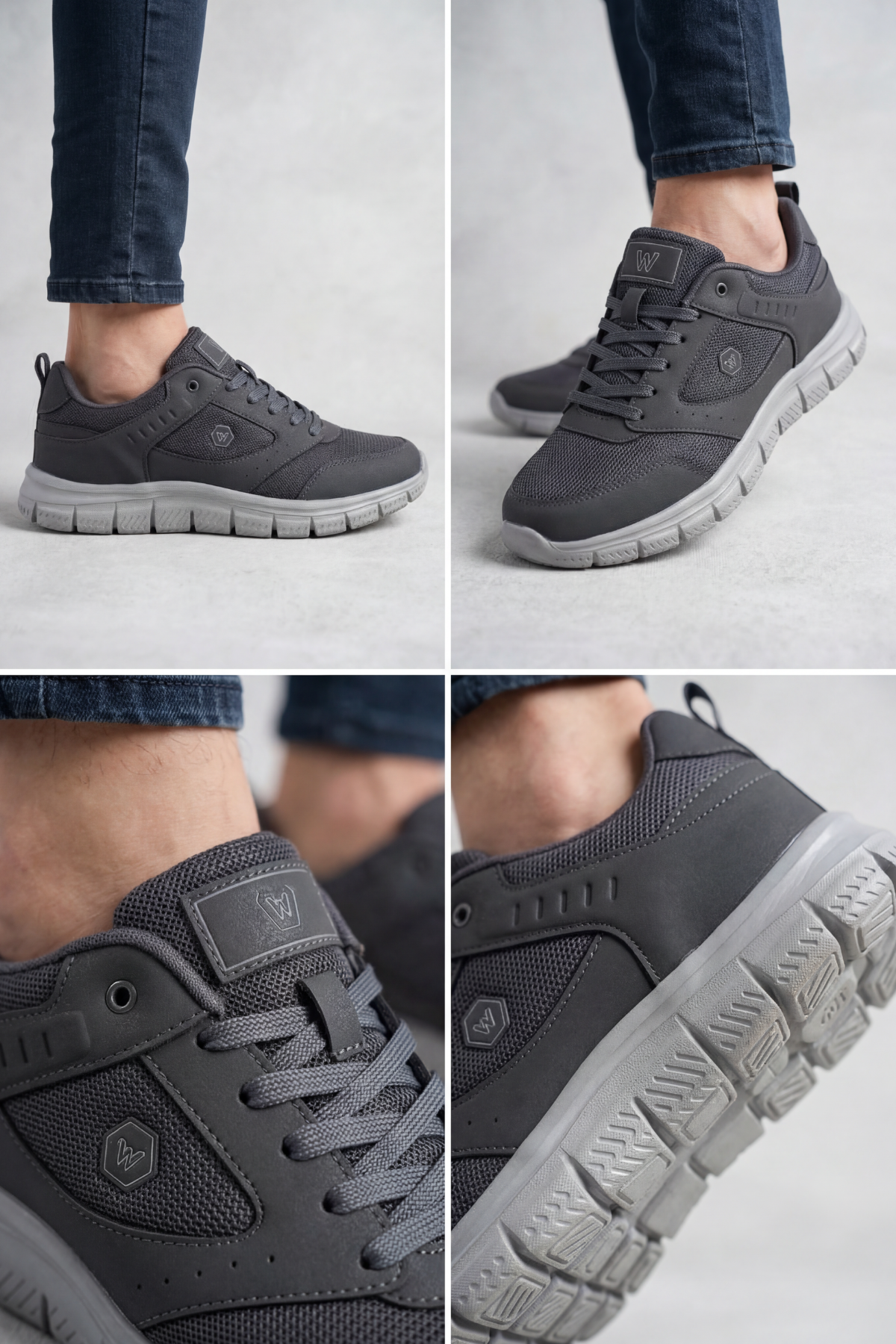 AEROSTRIDE Flex Ultra Comfort Max Füme-Gri Unisex Spor Ayakkabı Hafif Nefes Alabilen Günlük Rahat Yürüyüş Sneaker