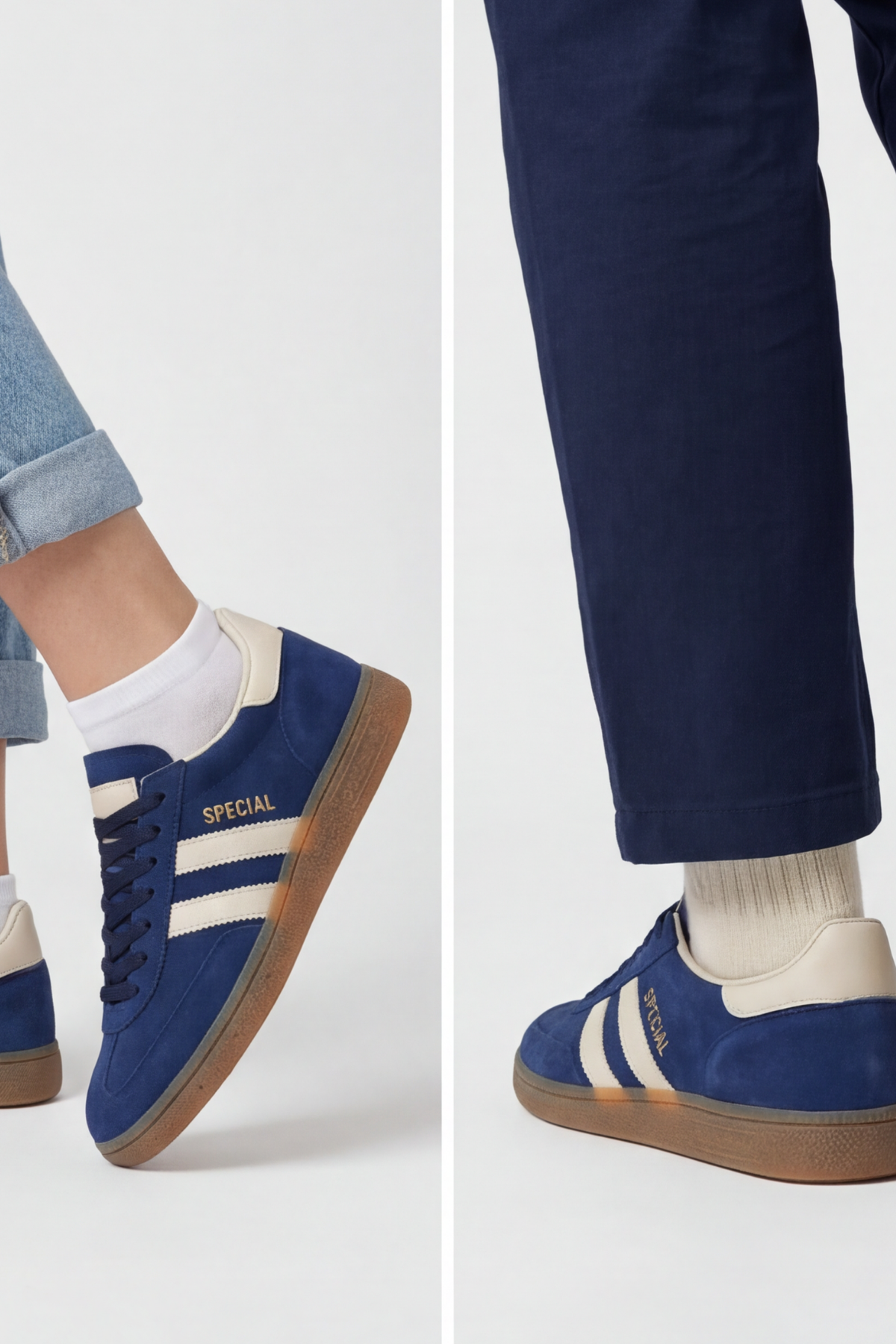 Timeless Classic Beyaz Lacivert-Bej Premium Konfor & Zamansız Stil Günlük Unisex Sneaker Ayakkabı