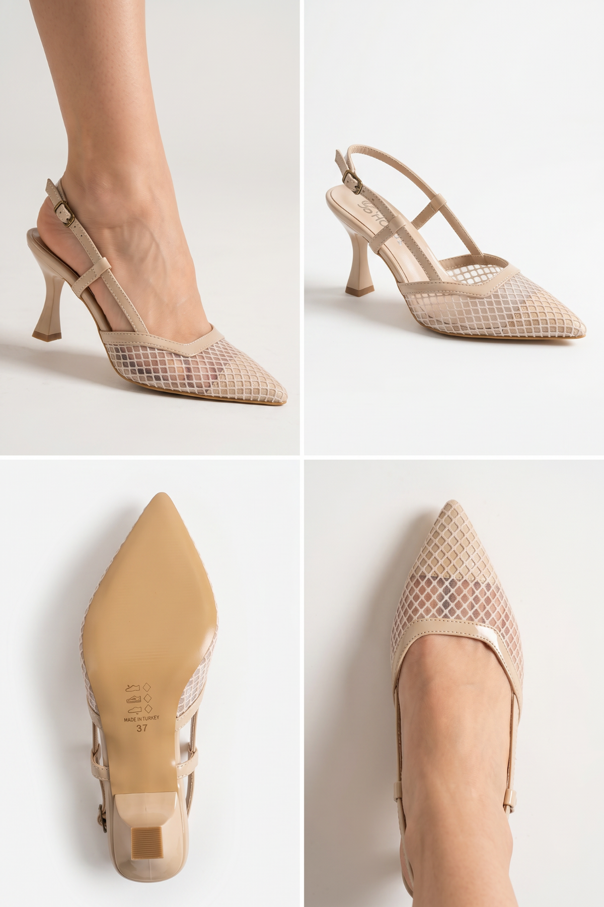 Elegance Nude File Dokulu İnce Topuklu Slingback Kadın Ayakkabı – Modern Zarif ve Şık