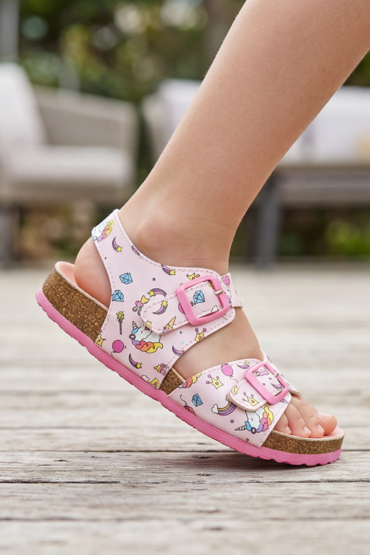 Ponchiq Kız Çocuk Pembe Baskılı Yazlık Sandalet 26-35