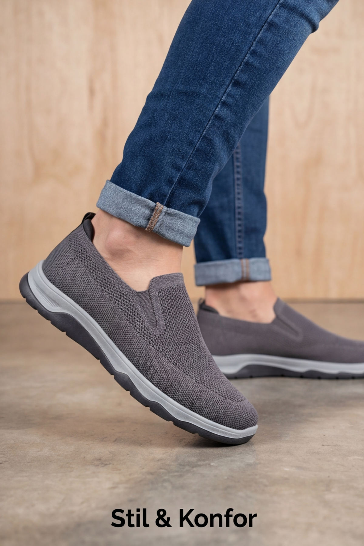 Ultra Hafif Nefes Alabilir Füme Gri Slip-On Sneaker Günlük Rahat Erkek Spor Ayakkabı