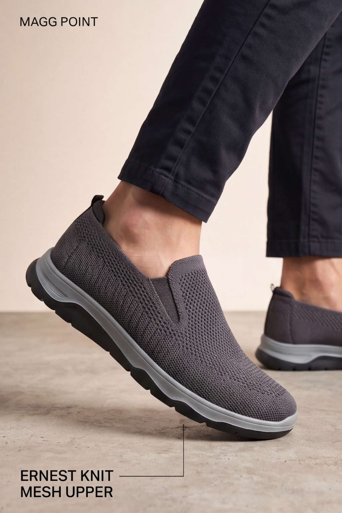 Ultra Hafif Nefes Alabilir Füme Gri Slip-On Sneaker Günlük Rahat Erkek Spor Ayakkabı
