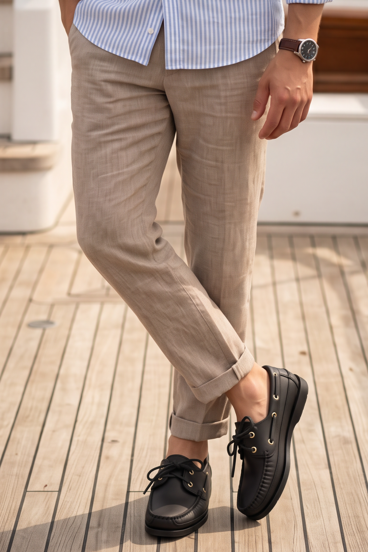 Royal Marine Siyah Premium Deri Erkek Loafer - El İşçiliği Özel Tasarım Klasik Gemi Ayakkabısı (Boat Shoe) Serisi