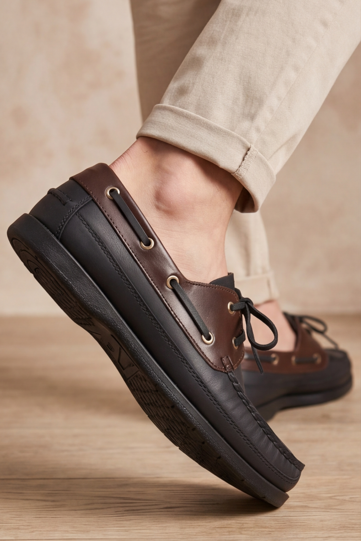 Royal Marine Siyah Kahve Premium Deri Erkek Loafer - El İşçiliği Özel Tasarım Klasik Gemi Ayakkabısı (Boat Shoe) Serisi