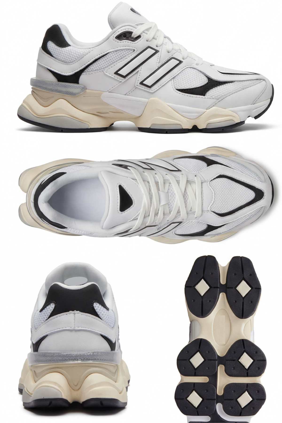Cloud-Strut Retro-Modern Unisex Sneaker - Yüksek Tabanlı, Nefes Alabilen File Panelli Beyaz Siyah Günlük Spor Ayakkabı ve Yürüyüş Serisi