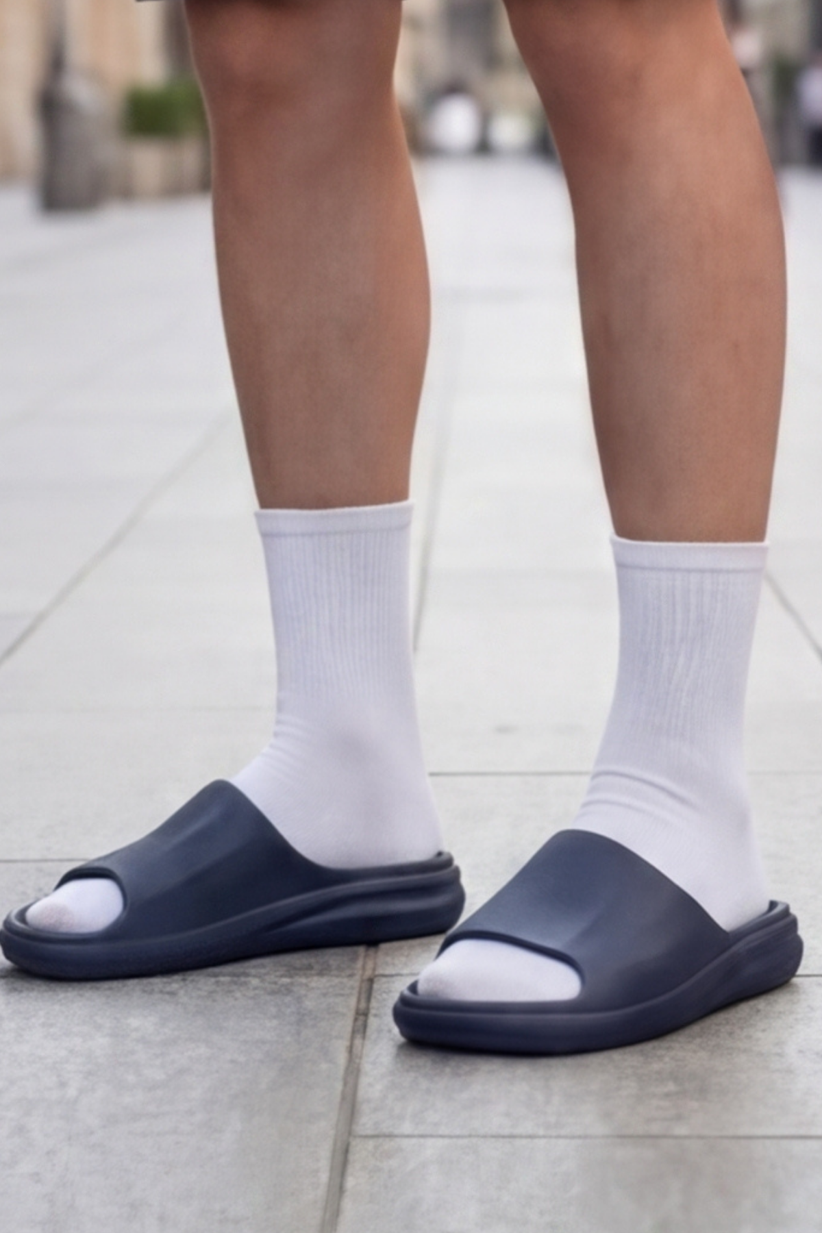 Athletic Comfort-Soft Serisi - Lacivert Anatomik Tabanlı, Ultra Hafif ve Esnek Erkek Plaj, Havuz, Ev, Banyo ve Günlük Kullanım Terliği: Yüksek Yastıklamalı Kaymaz Taban Tasarımı Terlik