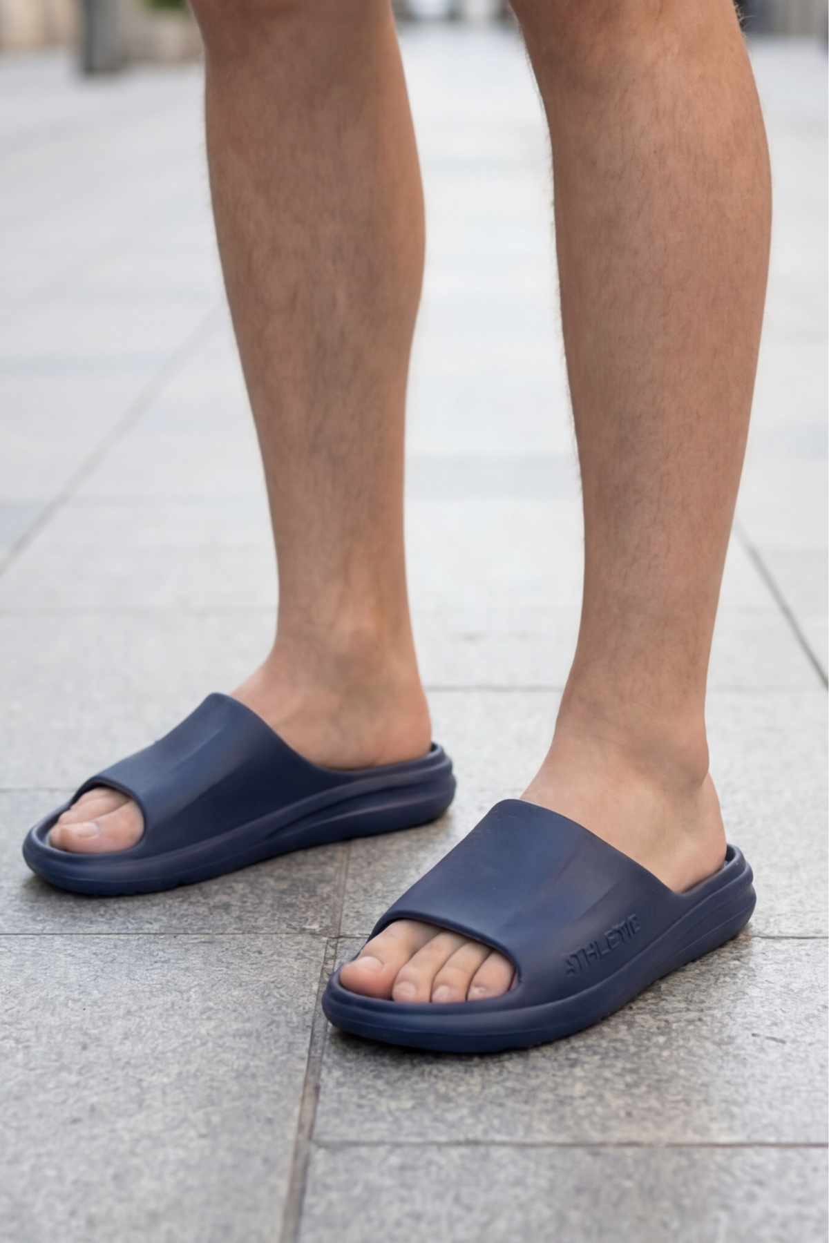 Athletic Comfort-Soft Serisi - Lacivert Anatomik Tabanlı, Ultra Hafif ve Esnek Erkek Plaj, Havuz, Ev, Banyo ve Günlük Kullanım Terliği: Yüksek Yastıklamalı Kaymaz Taban Tasarımı Terlik