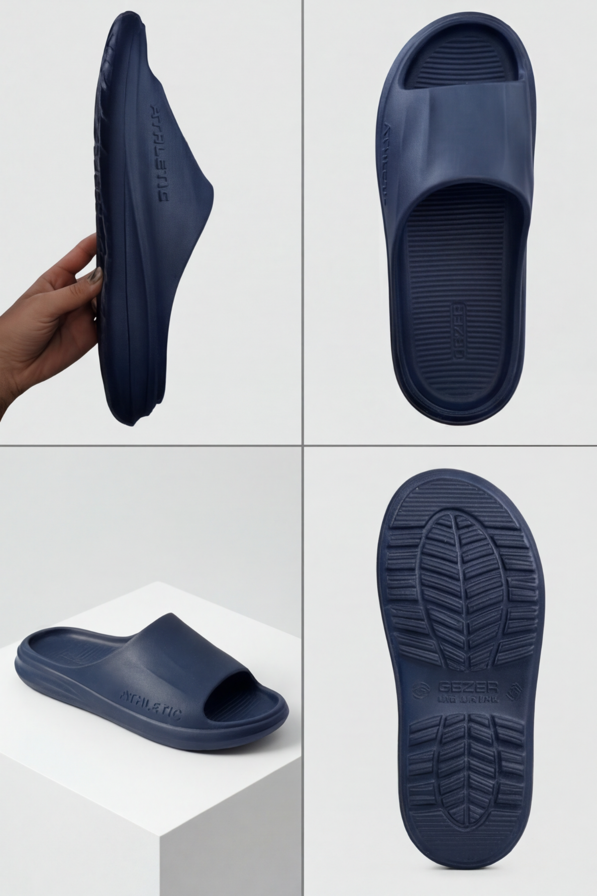 Athletic Comfort-Soft Serisi - Lacivert Anatomik Tabanlı, Ultra Hafif ve Esnek Erkek Plaj, Havuz, Ev, Banyo ve Günlük Kullanım Terliği: Yüksek Yastıklamalı Kaymaz Taban Tasarımı Terlik