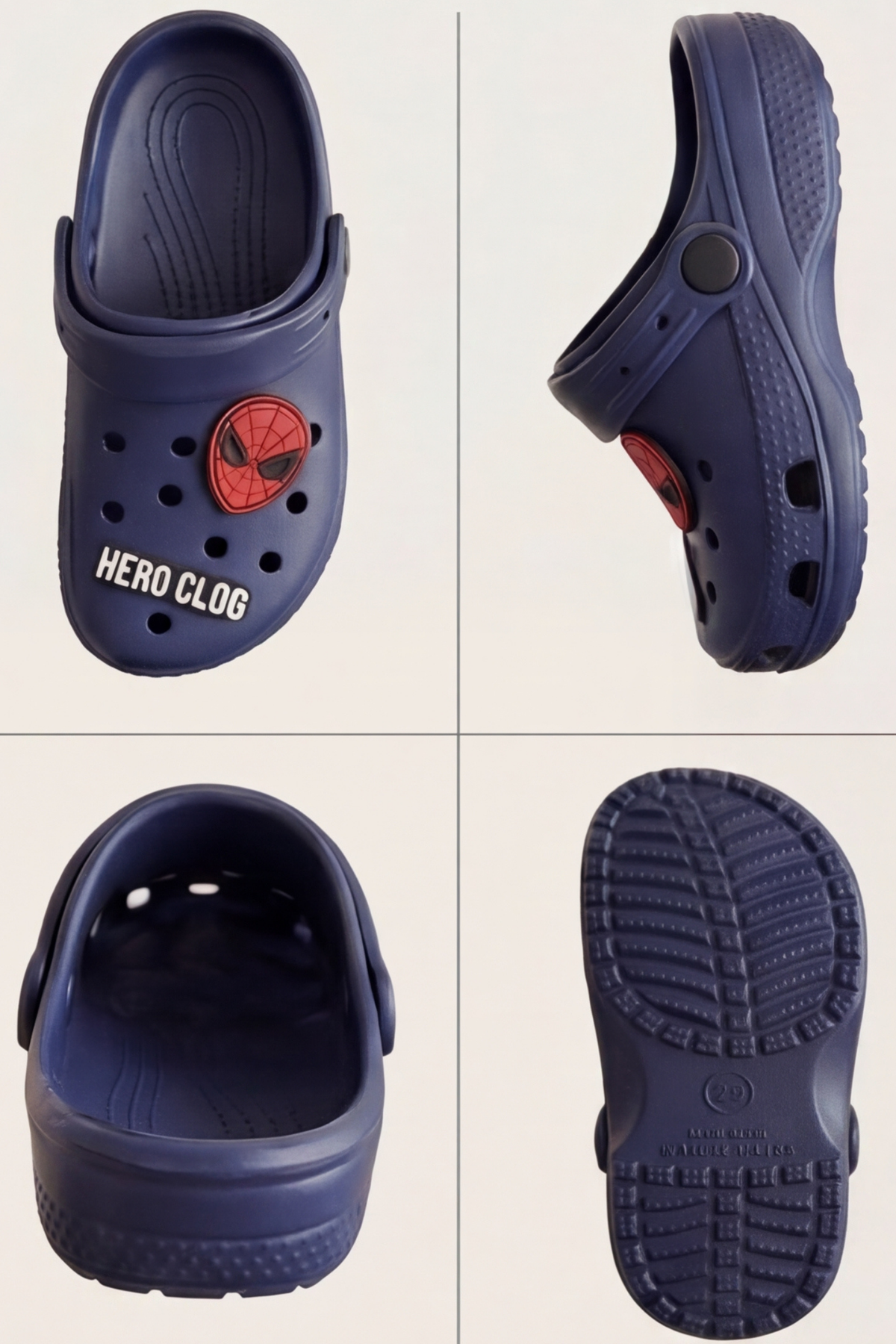 Hero-Clog Macera Serisi - Lacivert Maske Figürlü Erkek Çocuk - Bebek Terlik ve Sandalet: Ultra Hafif, Anatomik İç Tabanlı ve Kaymaz Emniyetli Yazlık Çocuk Kapalı Terlik