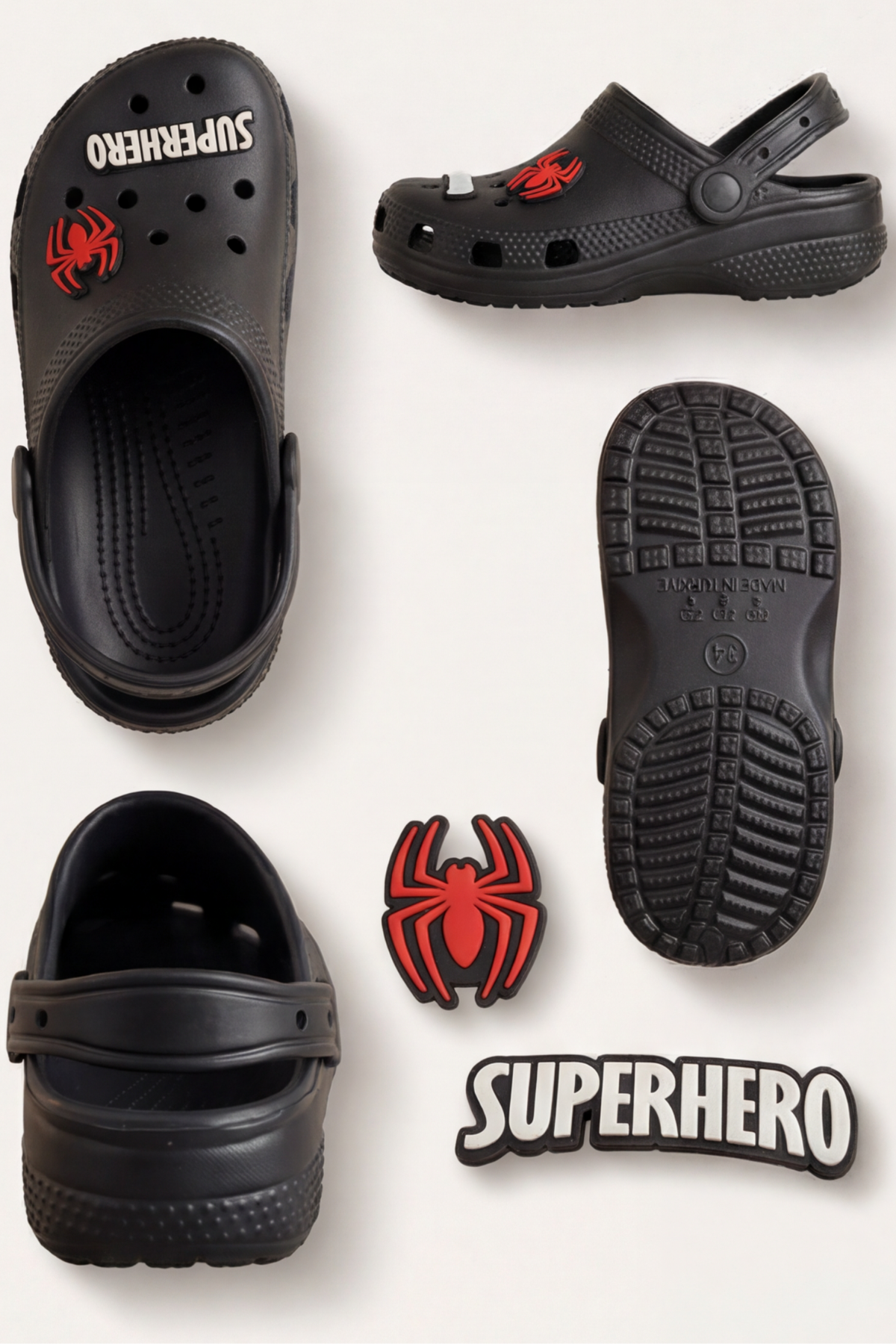 Hero-Clog Macera Serisi - Siyah Maske Figürlü Erkek Çocuk - Bebek Terlik ve Sandalet: Ultra Hafif, Anatomik İç Tabanlı ve Kaymaz Emniyetli Yazlık Çocuk Kapalı Terlik