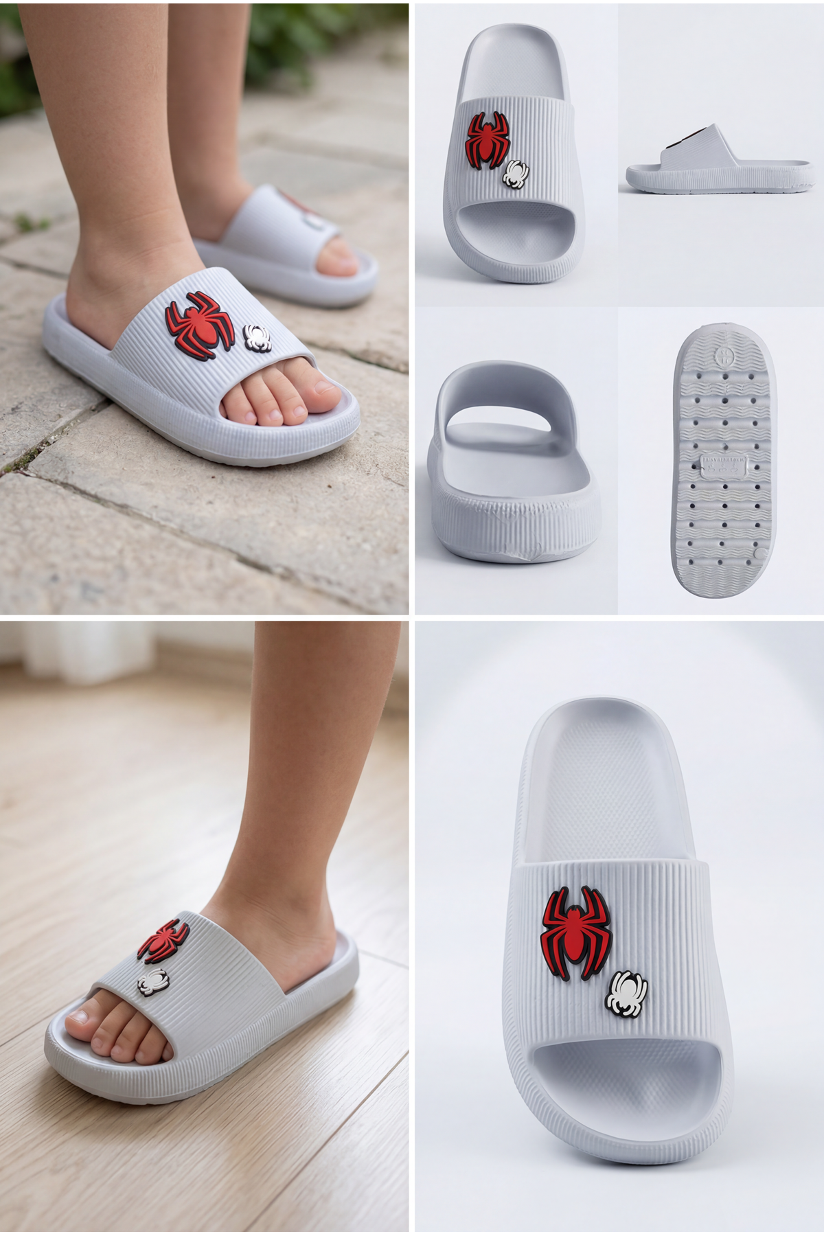 Hero-Clog Macera Serisi - Gri Maske Figürlü Erkek Çocuk - Bebek Terlik : Ultra Hafif, Anatomik İç Tabanlı ve Kaymaz Yazlık Çocuk Açık Terlik