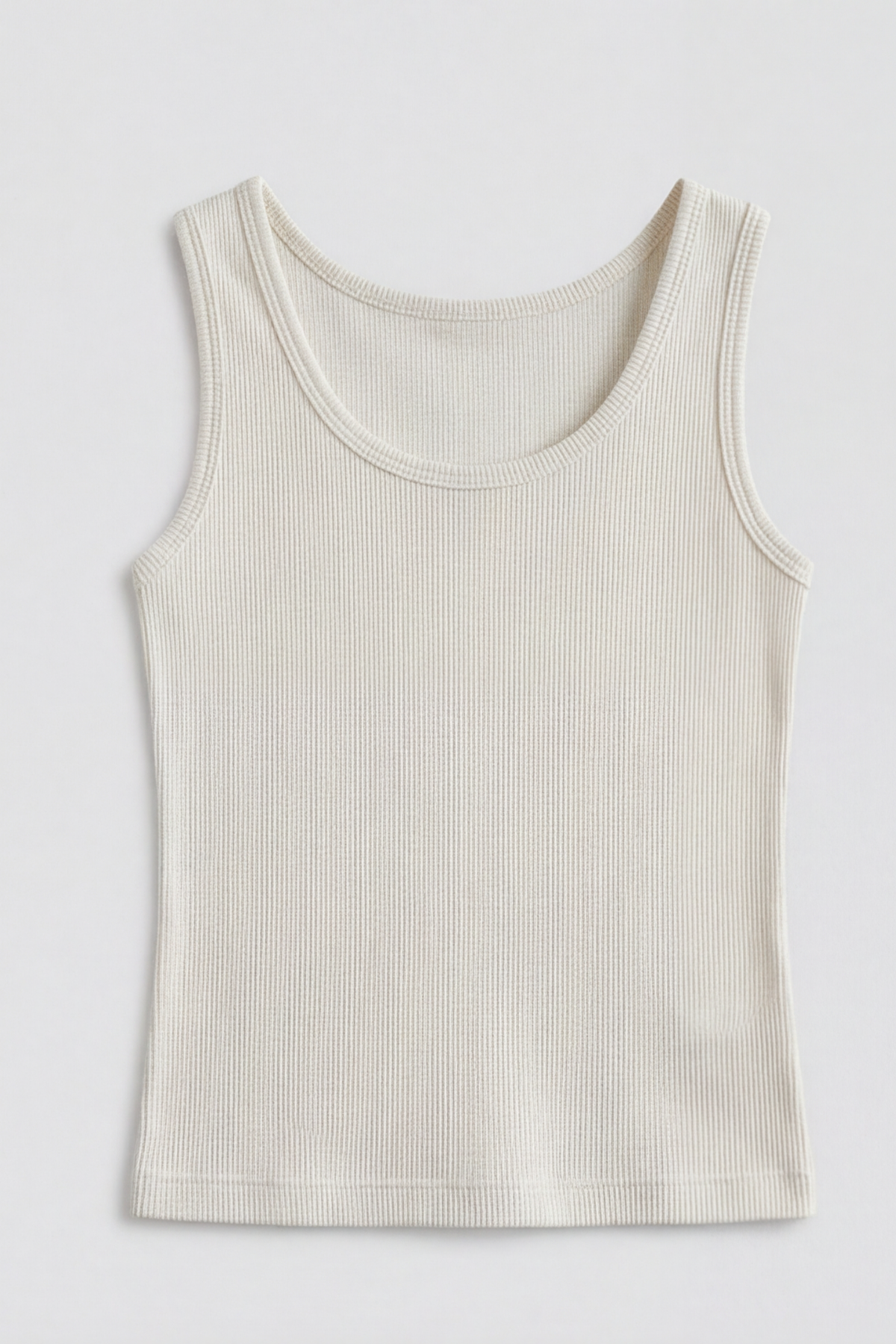 Premium Fitilli Pamuklu Esnek Kumaş Ekru Kadın Crop Atlet - U Yakalı Spor ve Şık Basic Bluz - Yumuşak Dokulu Slim Fit Yazlık Üst